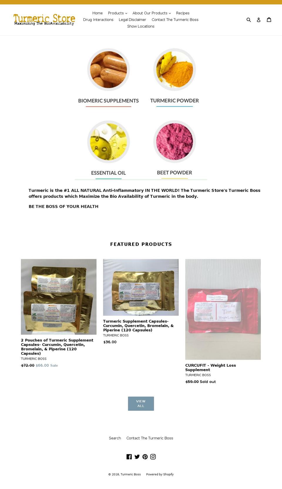 turmericstore2.com shopify website screenshot