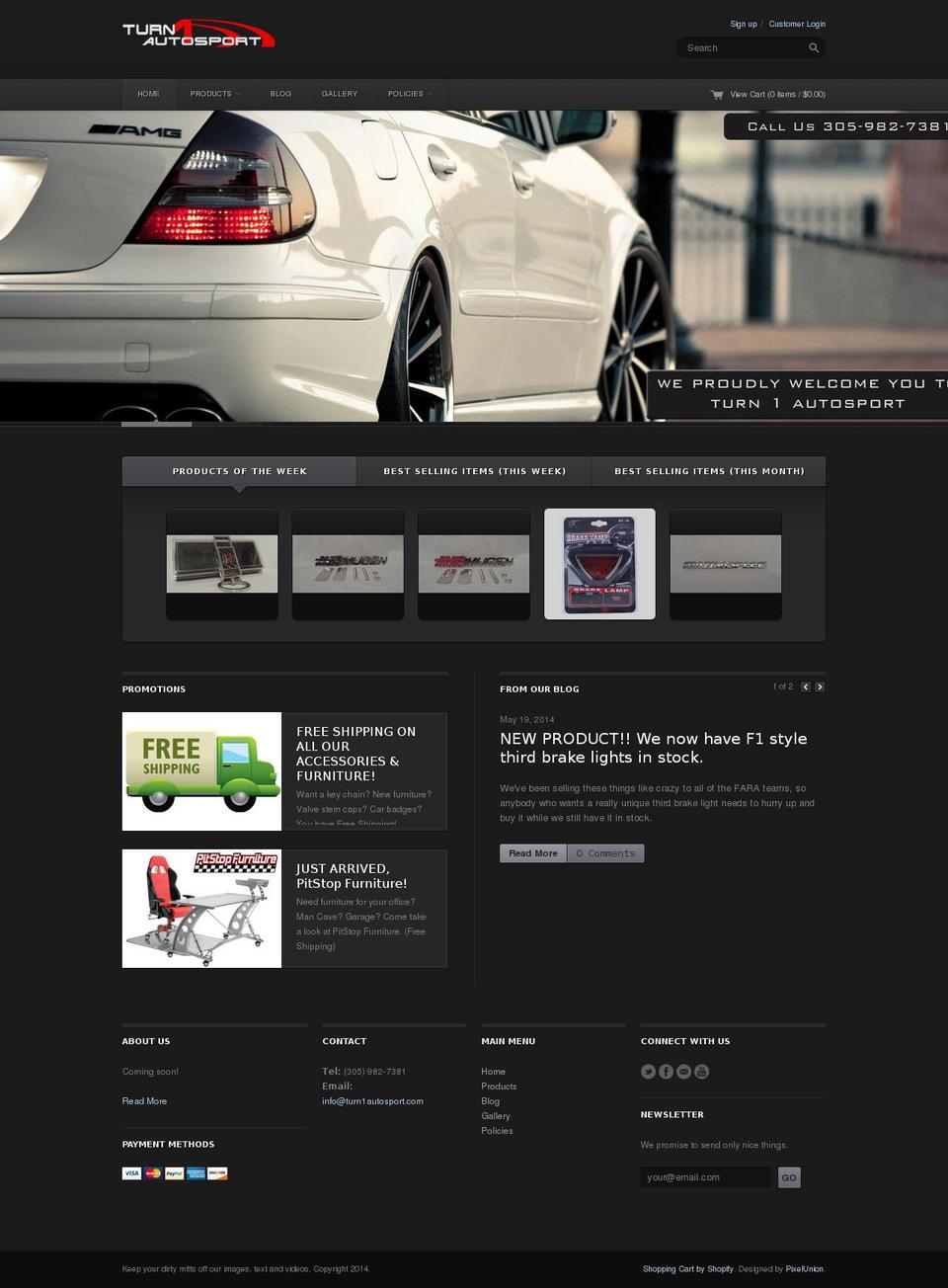 Technophile Shopify theme site example turn1autosport.com