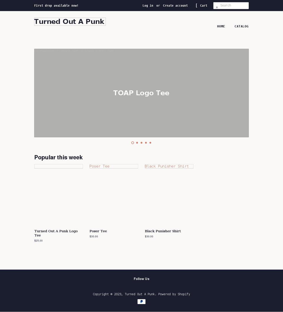 turnedoutapunk.com shopify website screenshot