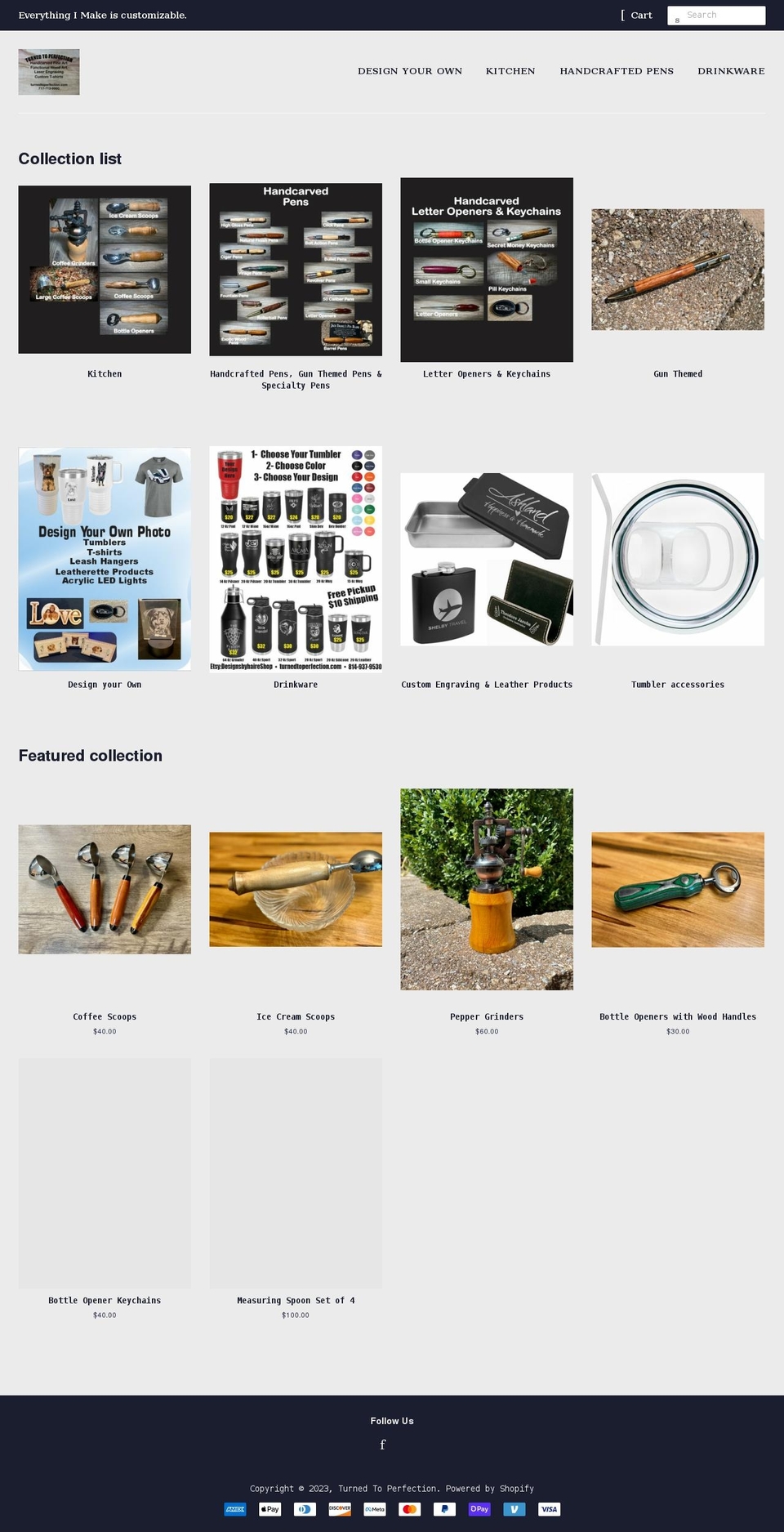 turnedtoperfection.com — Shopify storefront screenshot