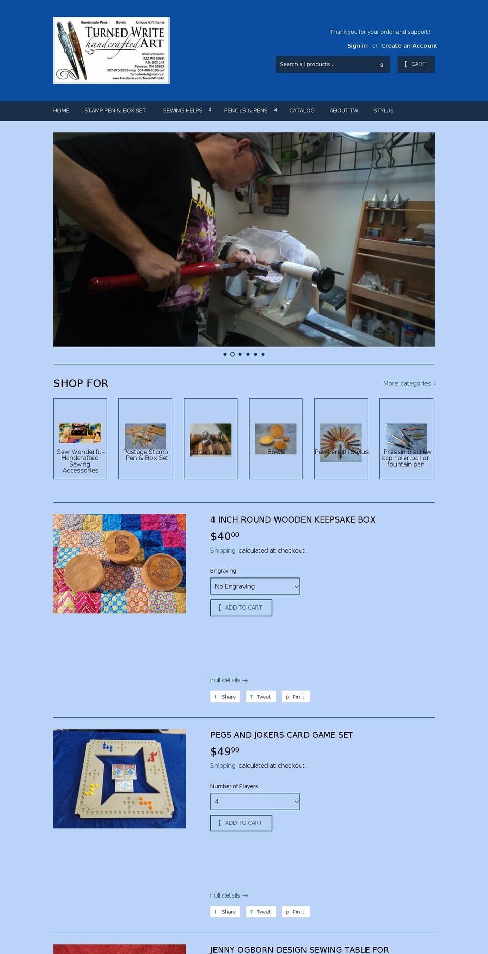 turnedwritehandcraftedart.com shopify website screenshot