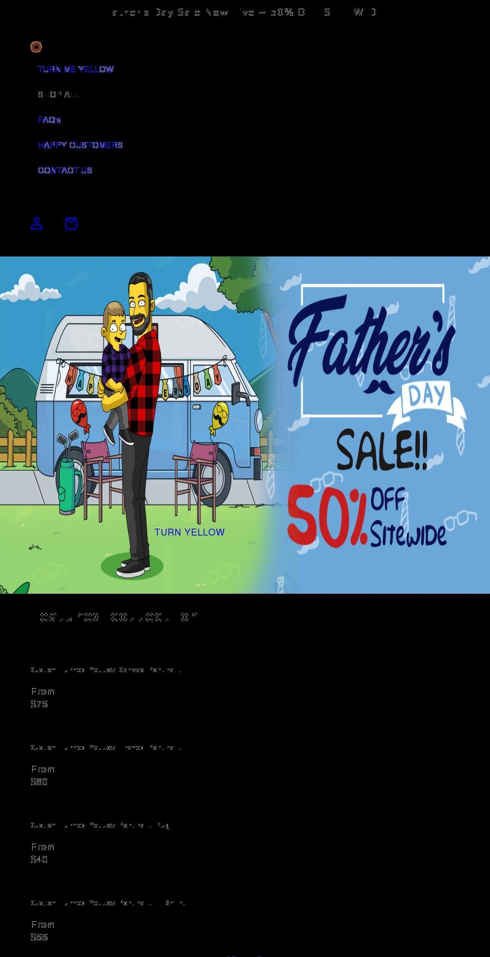 turnedyellow.com shopify website screenshot