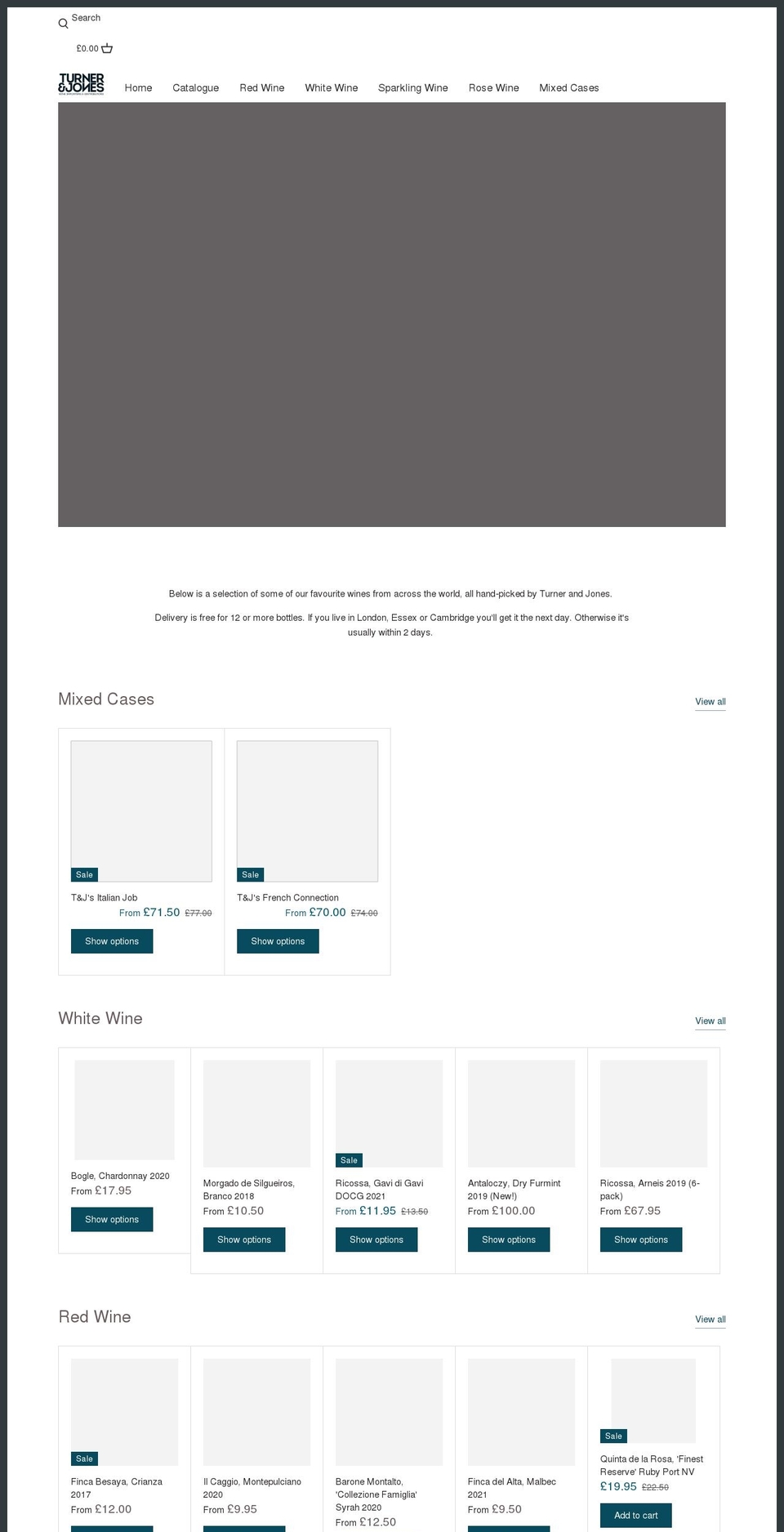 turnerandjones.co.uk shopify website screenshot