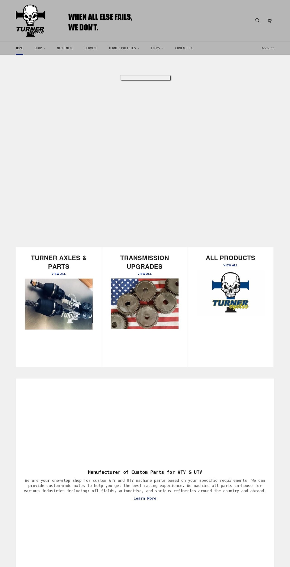 turneraxle.com shopify website screenshot