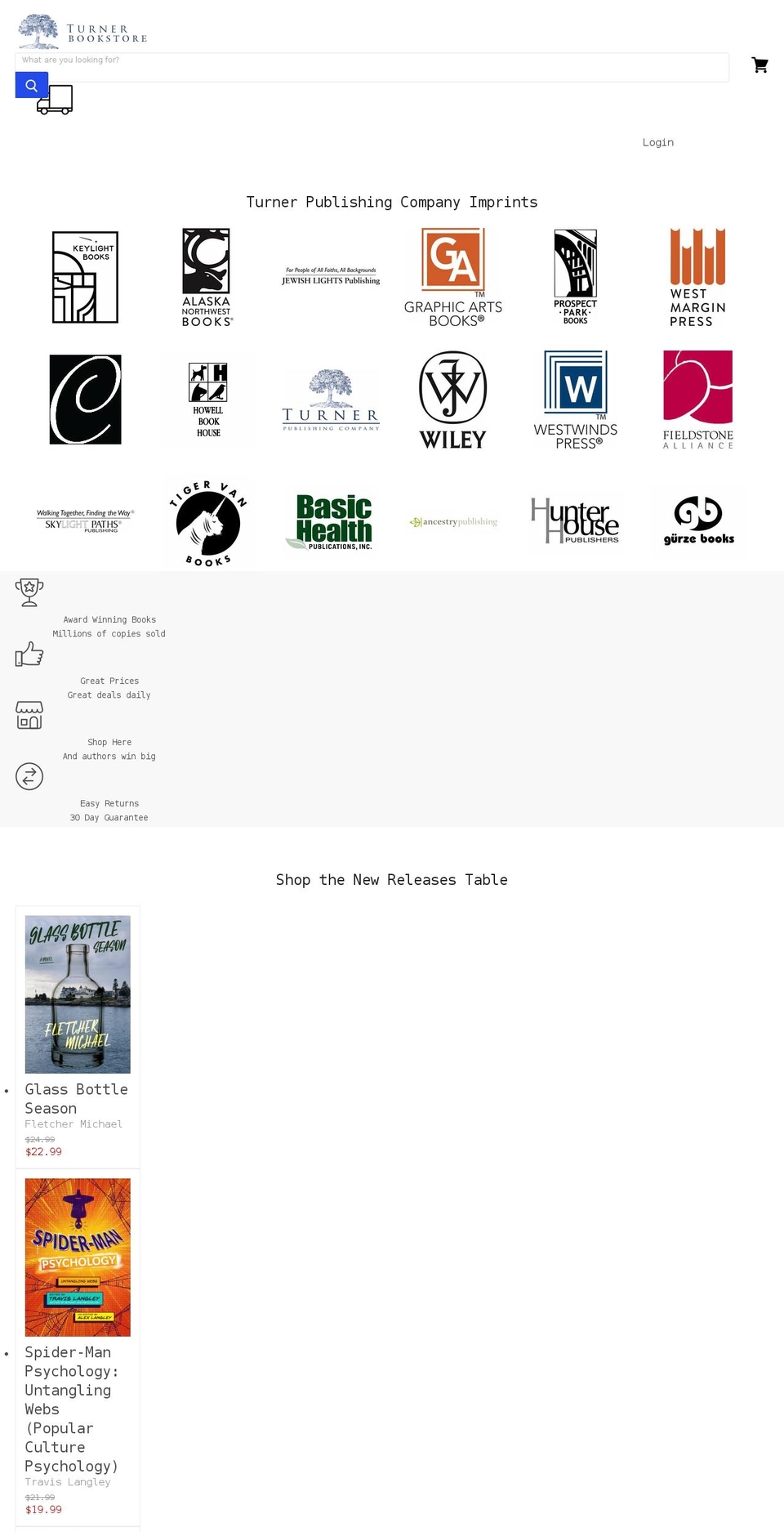 turnerbookstore.com shopify website screenshot