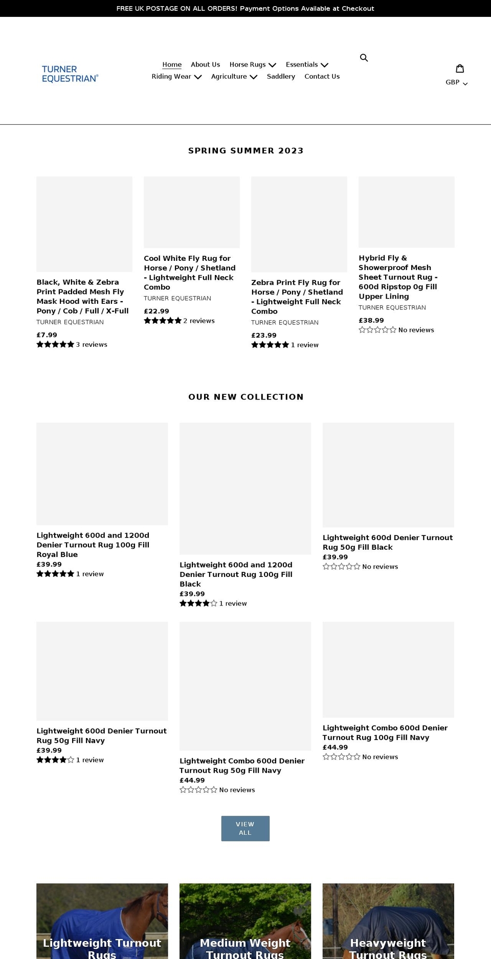 turnerequestrian.co.uk shopify website screenshot