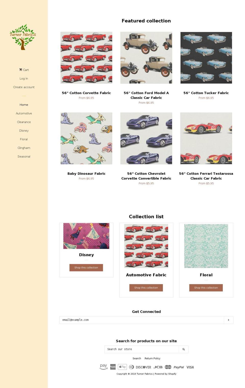 turnerfabrics.com — Shopify storefront screenshot