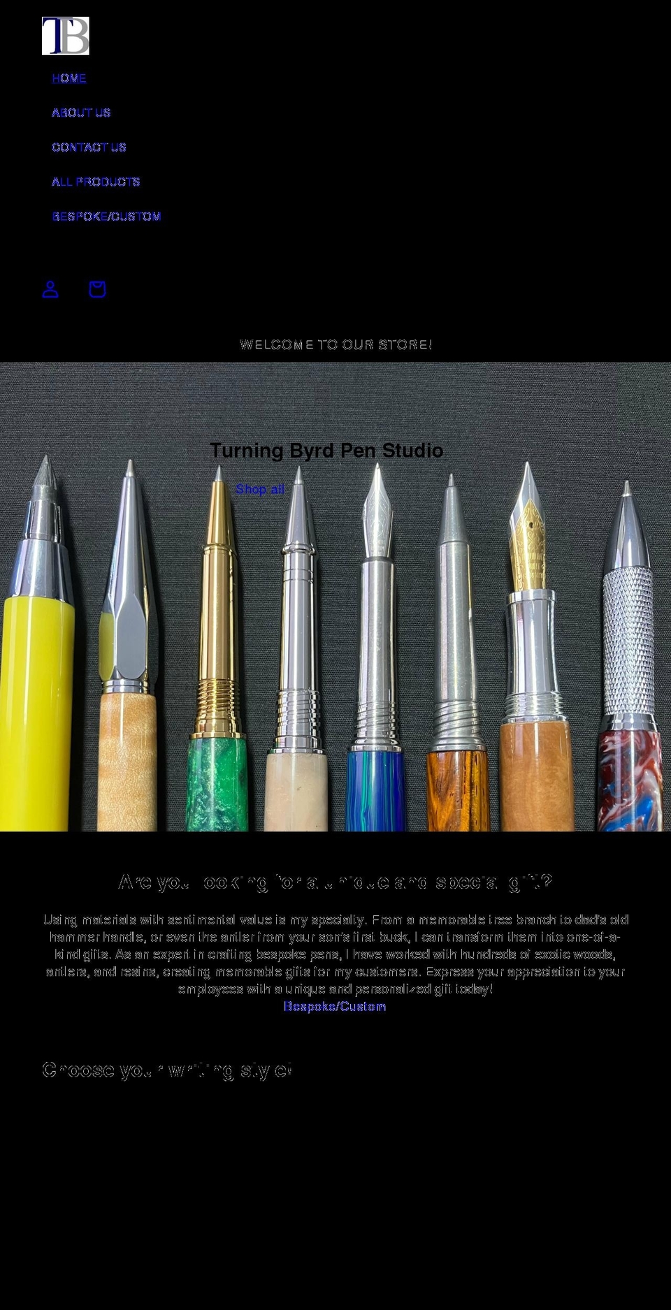 turningbyrd.com shopify website screenshot