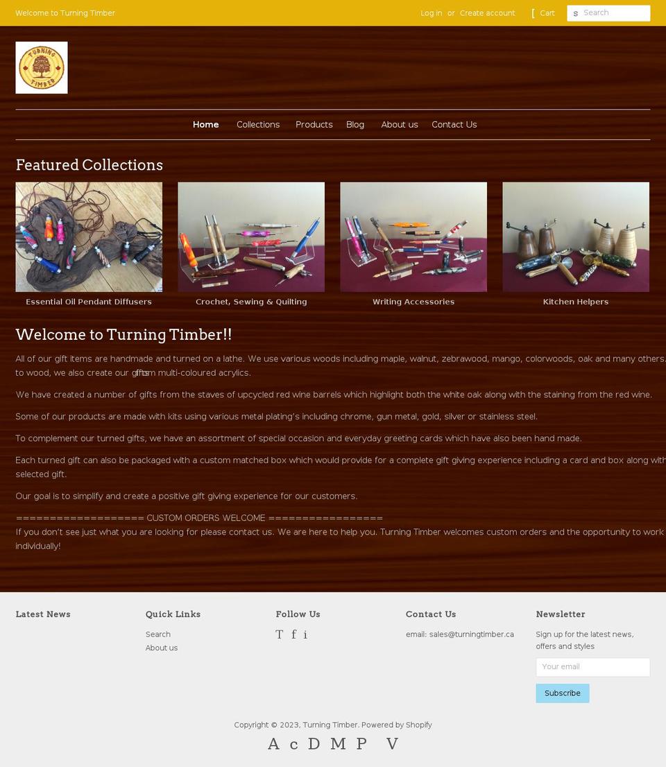 turningtimber.ca shopify website screenshot