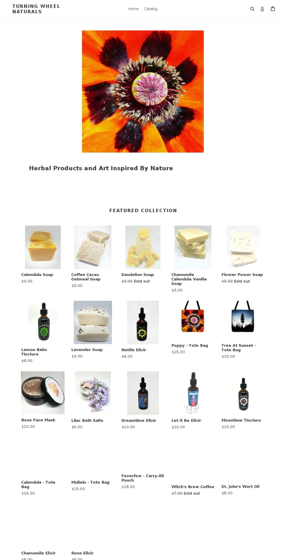 turningwheelnaturals.com — Shopify storefront screenshot