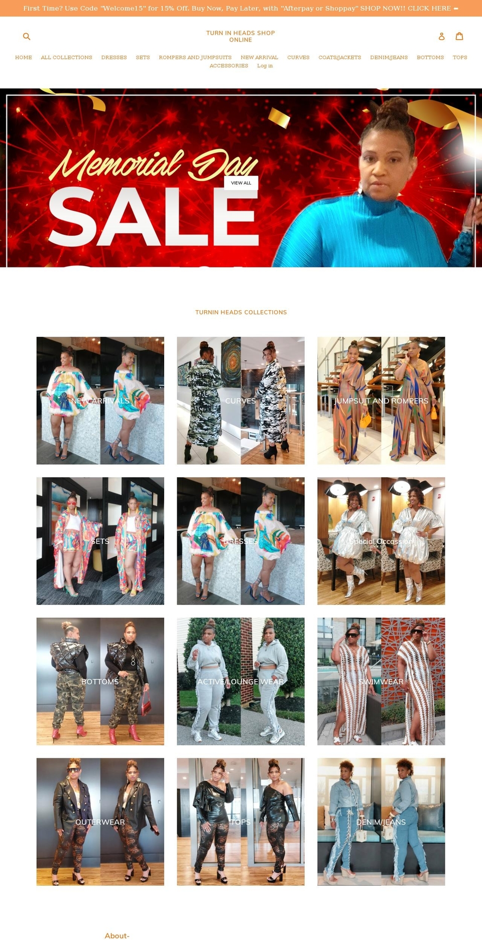 turninheadsshoponline.com shopify website screenshot