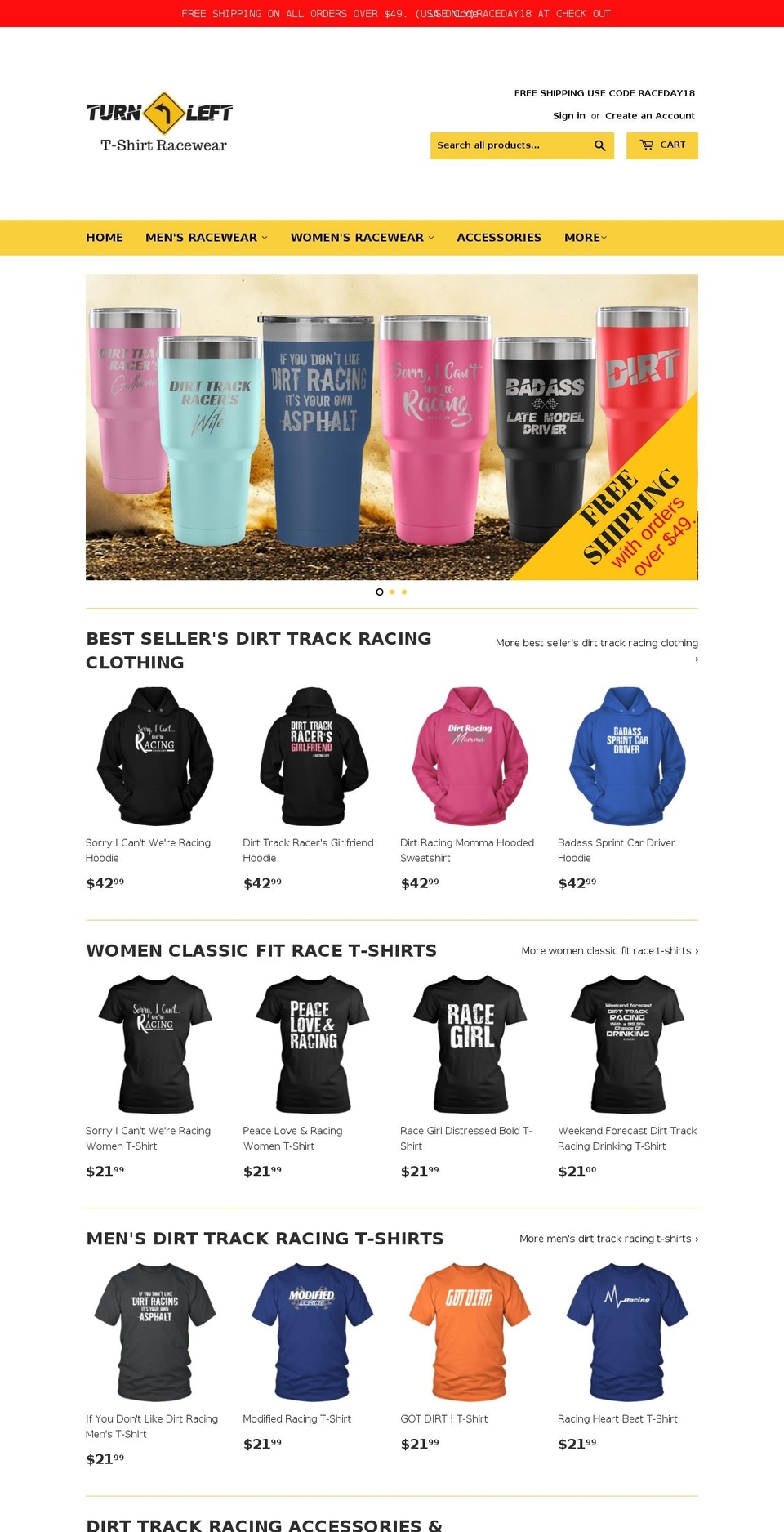 turnlefttshirts.com — Shopify storefront screenshot