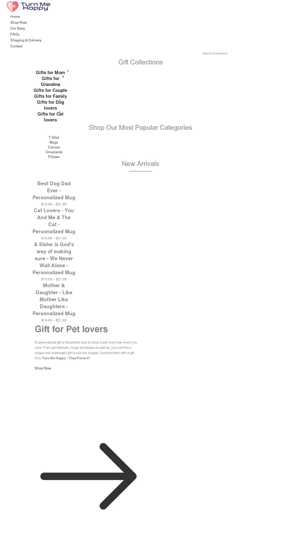 turnmehappy.com shopify website screenshot