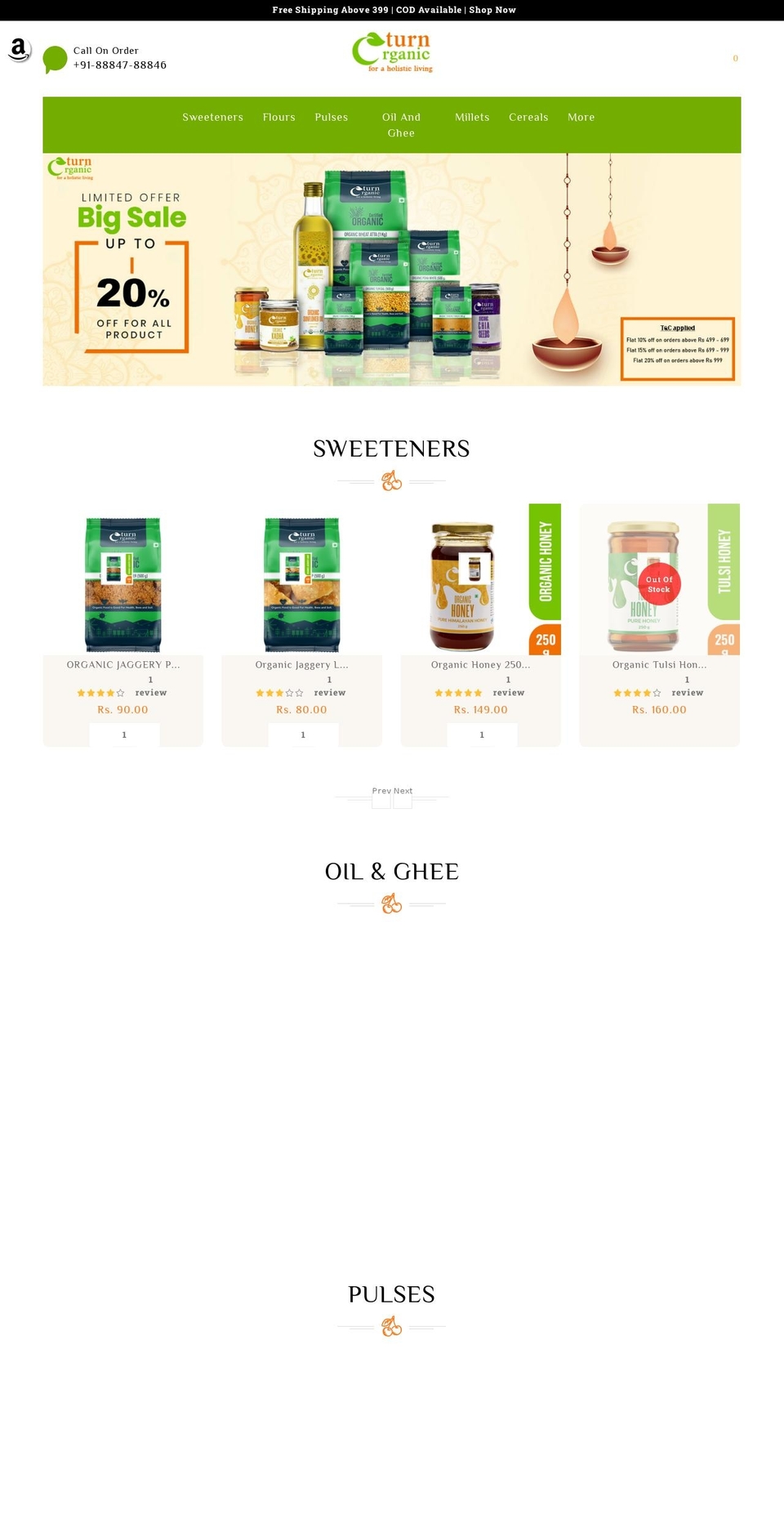 organic Shopify theme site example turnorganic.in