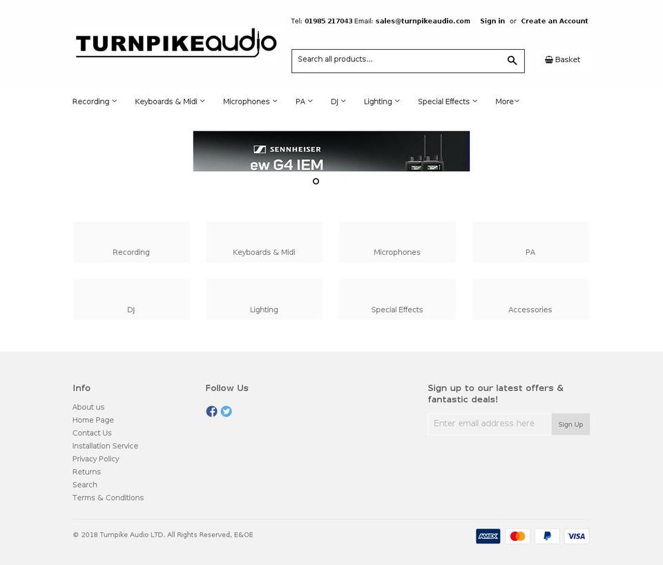 turnpikeaudio.com shopify website screenshot