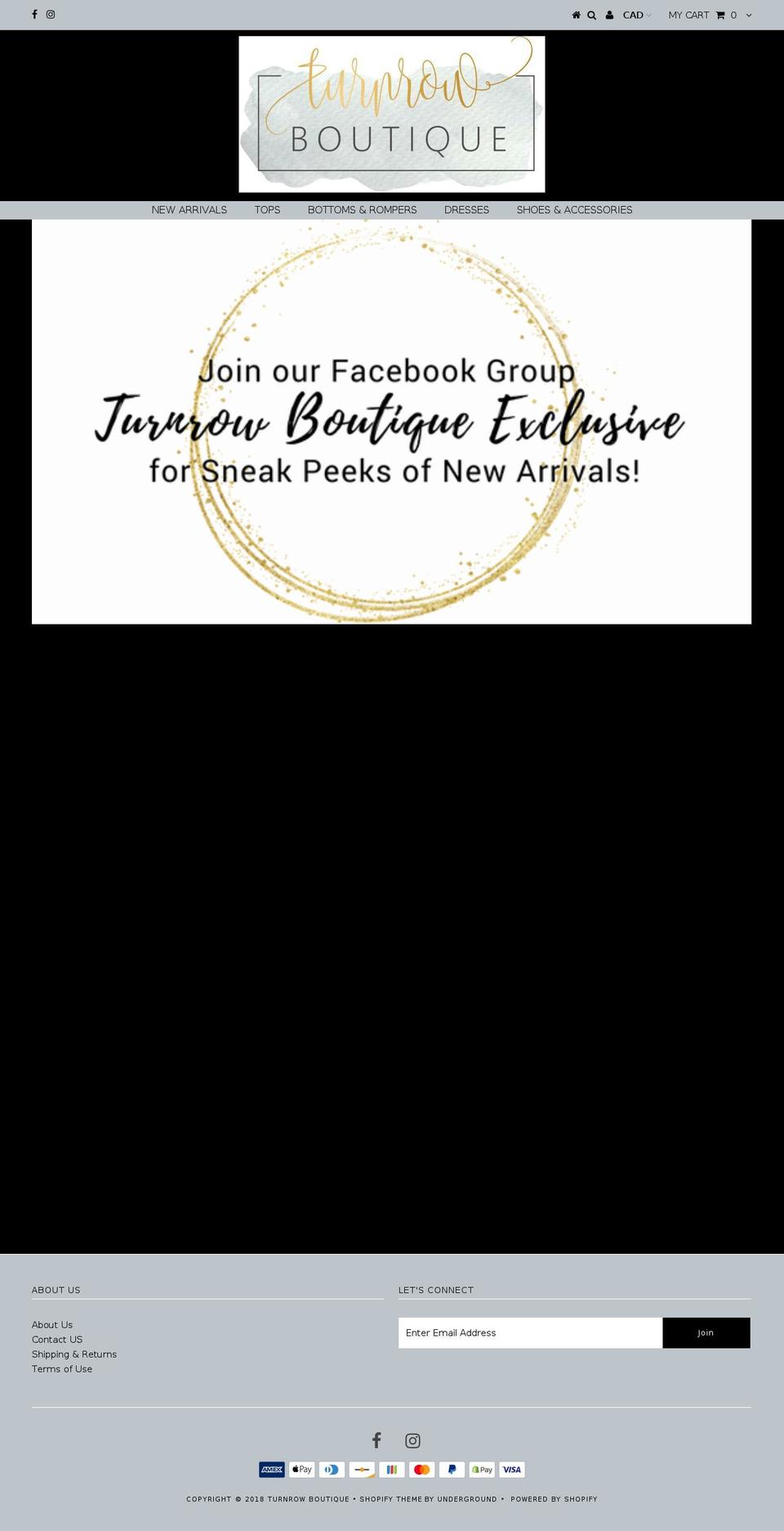 turnrowboutique.com — Shopify storefront screenshot