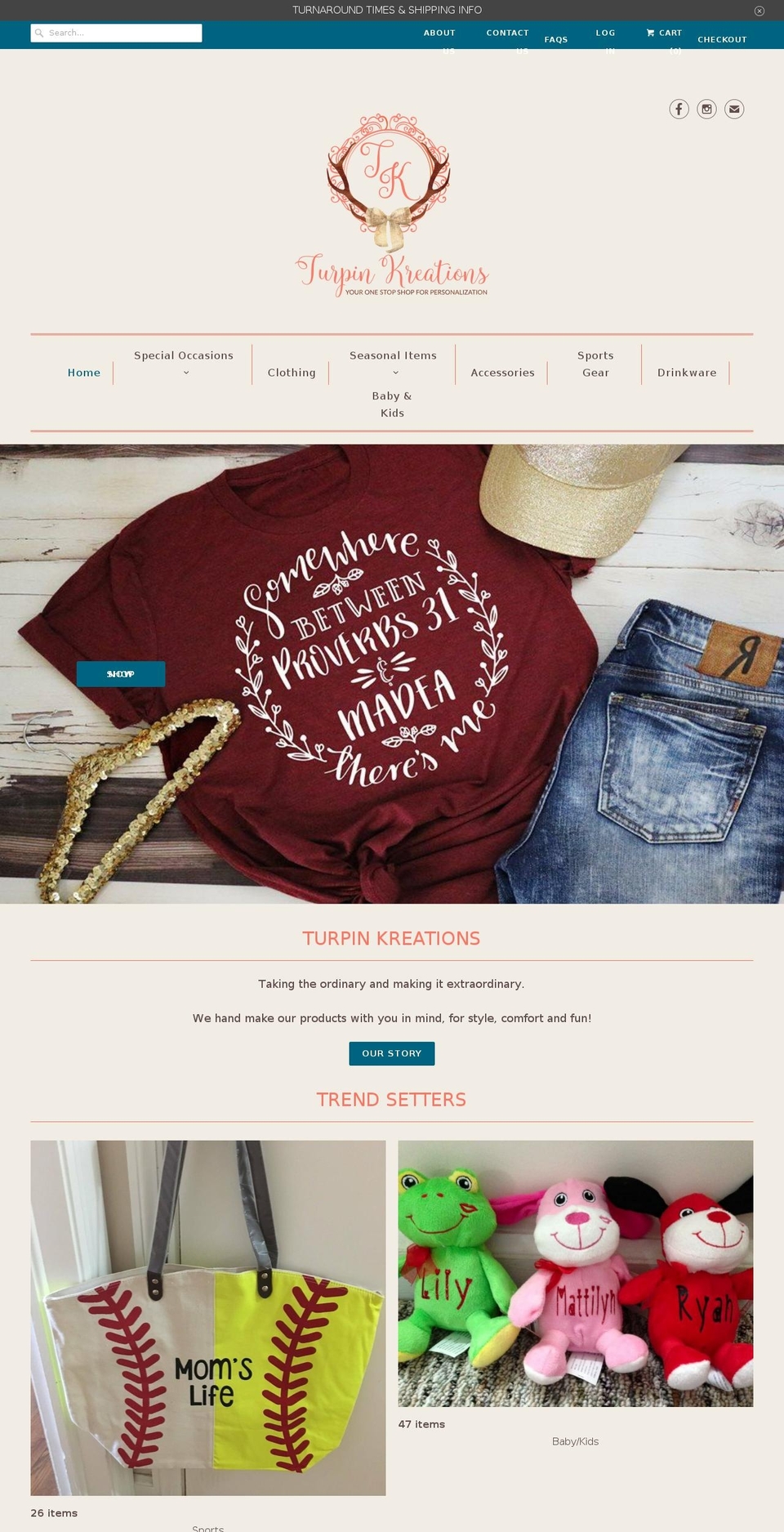 turpinkreations.com — Shopify storefront screenshot