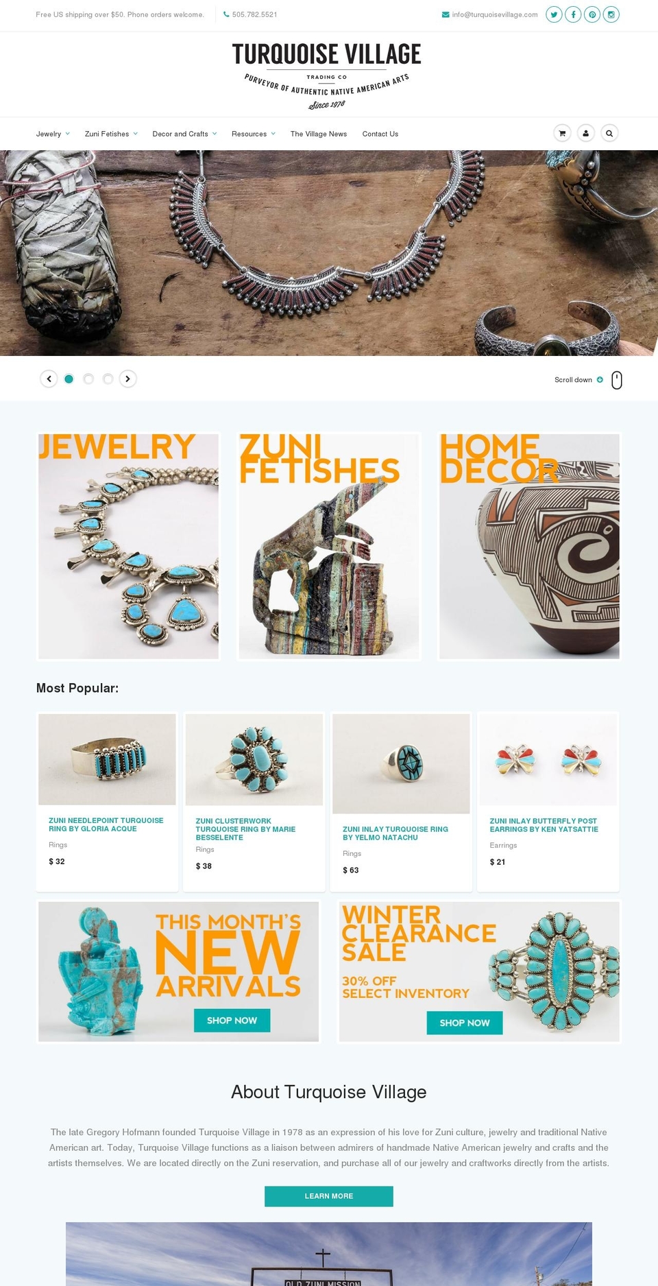 turquoise-village.com shopify website screenshot