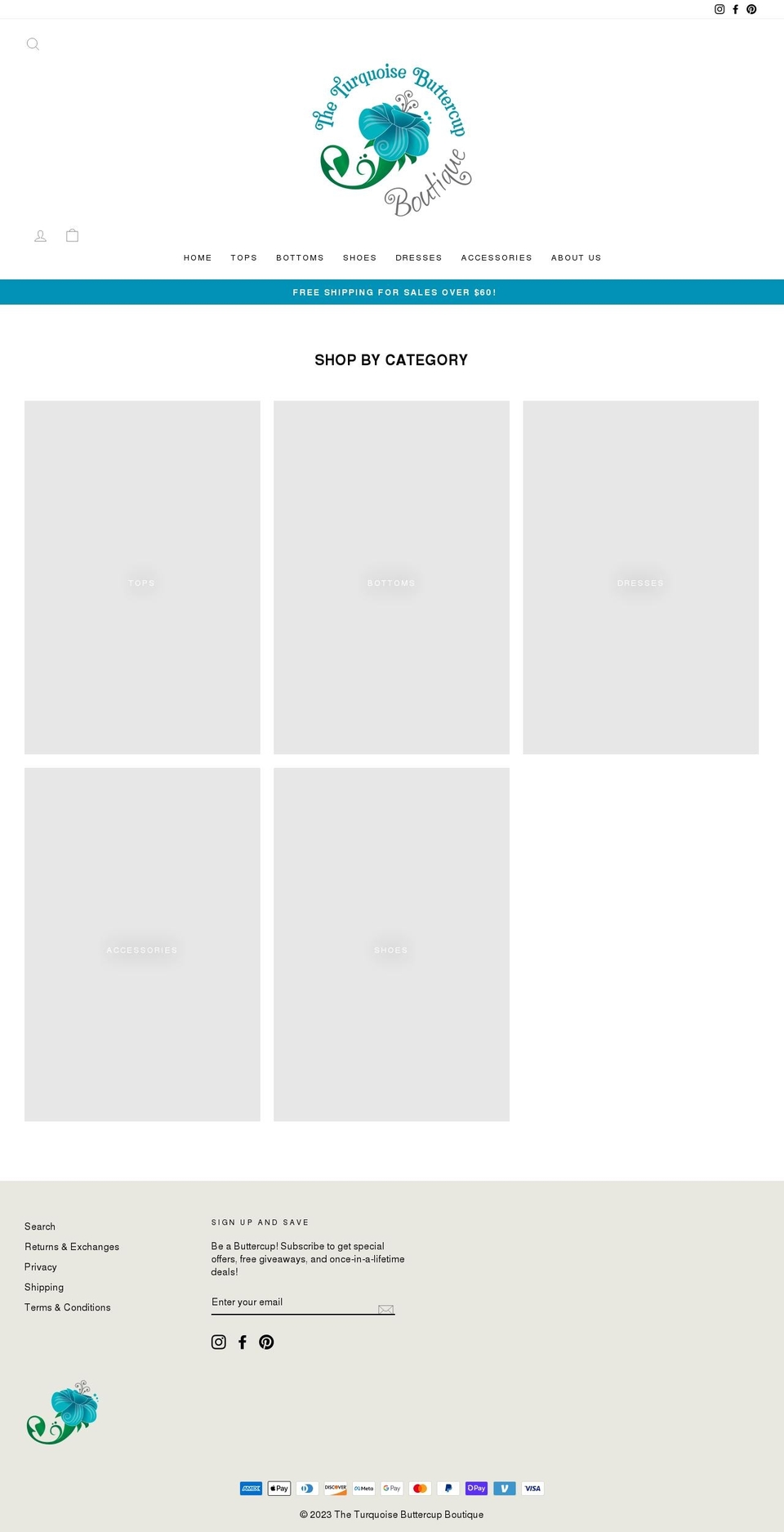 turquoisebuttercup.com shopify website screenshot