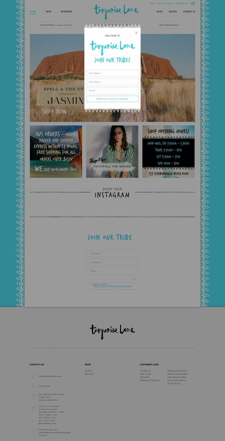turquoiselane.com — Shopify storefront screenshot