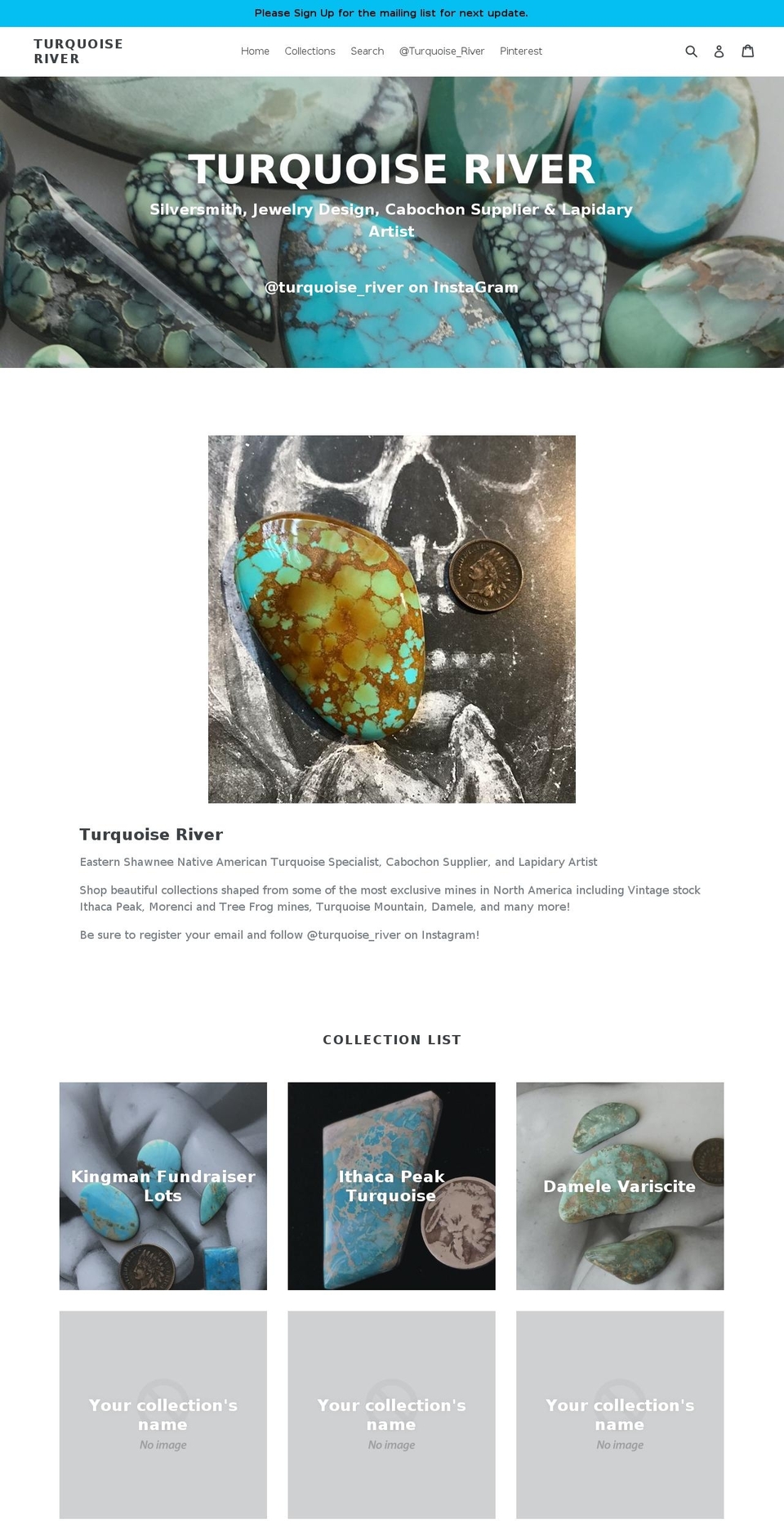 turquoiseriver.com shopify website screenshot