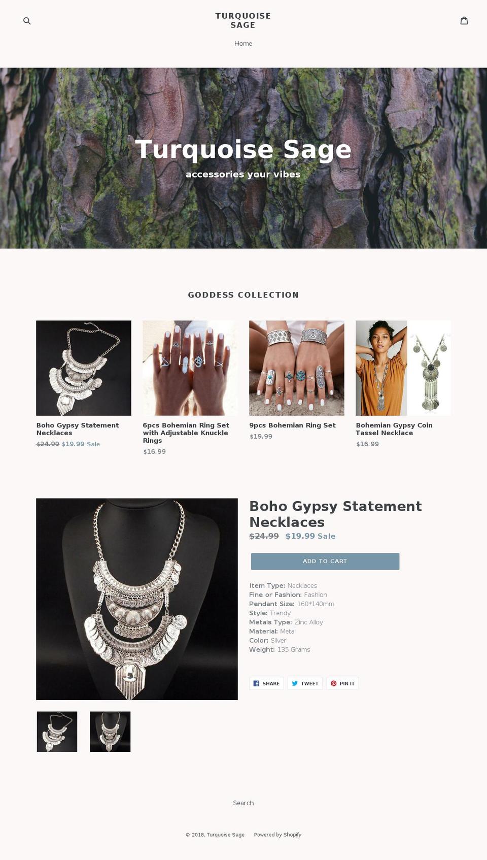 turquoisesage.com — Shopify storefront screenshot