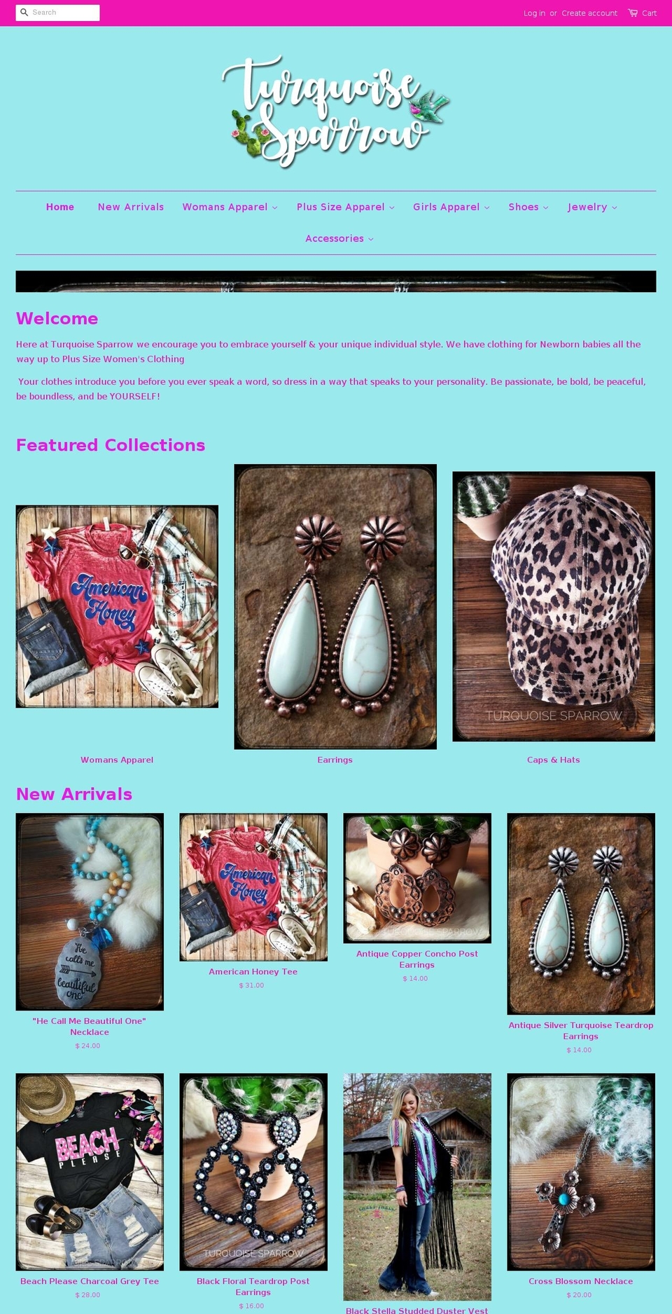 turquoisesparrow.com shopify website screenshot