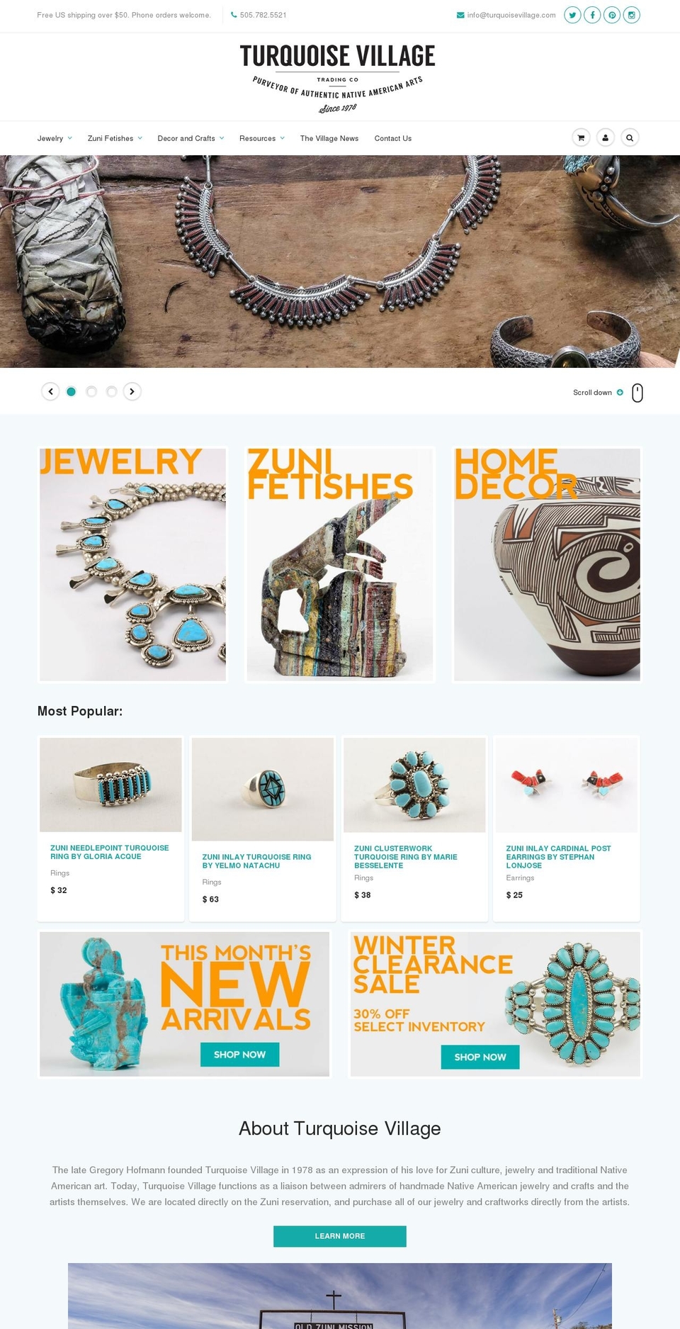 turquoisevillage.com shopify website screenshot
