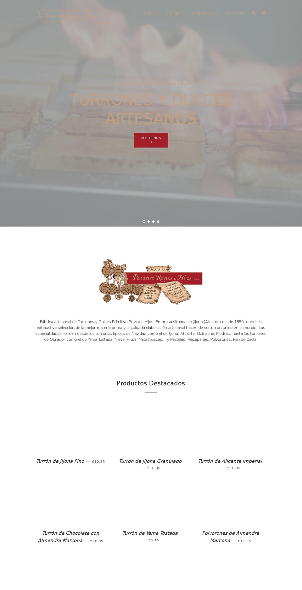 turronesprimitivo.com shopify website screenshot