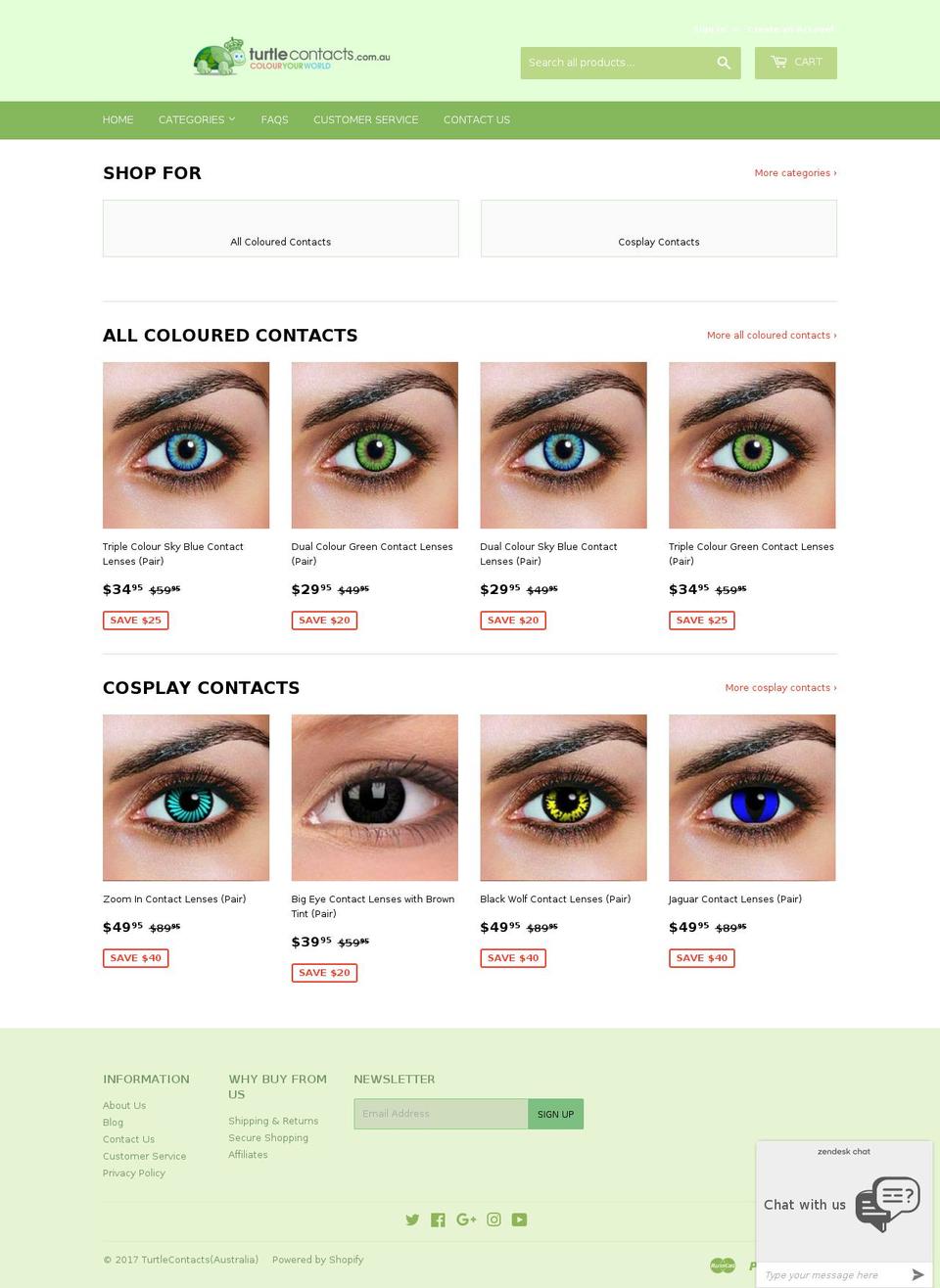 turtle-contacts.com.au shopify website screenshot