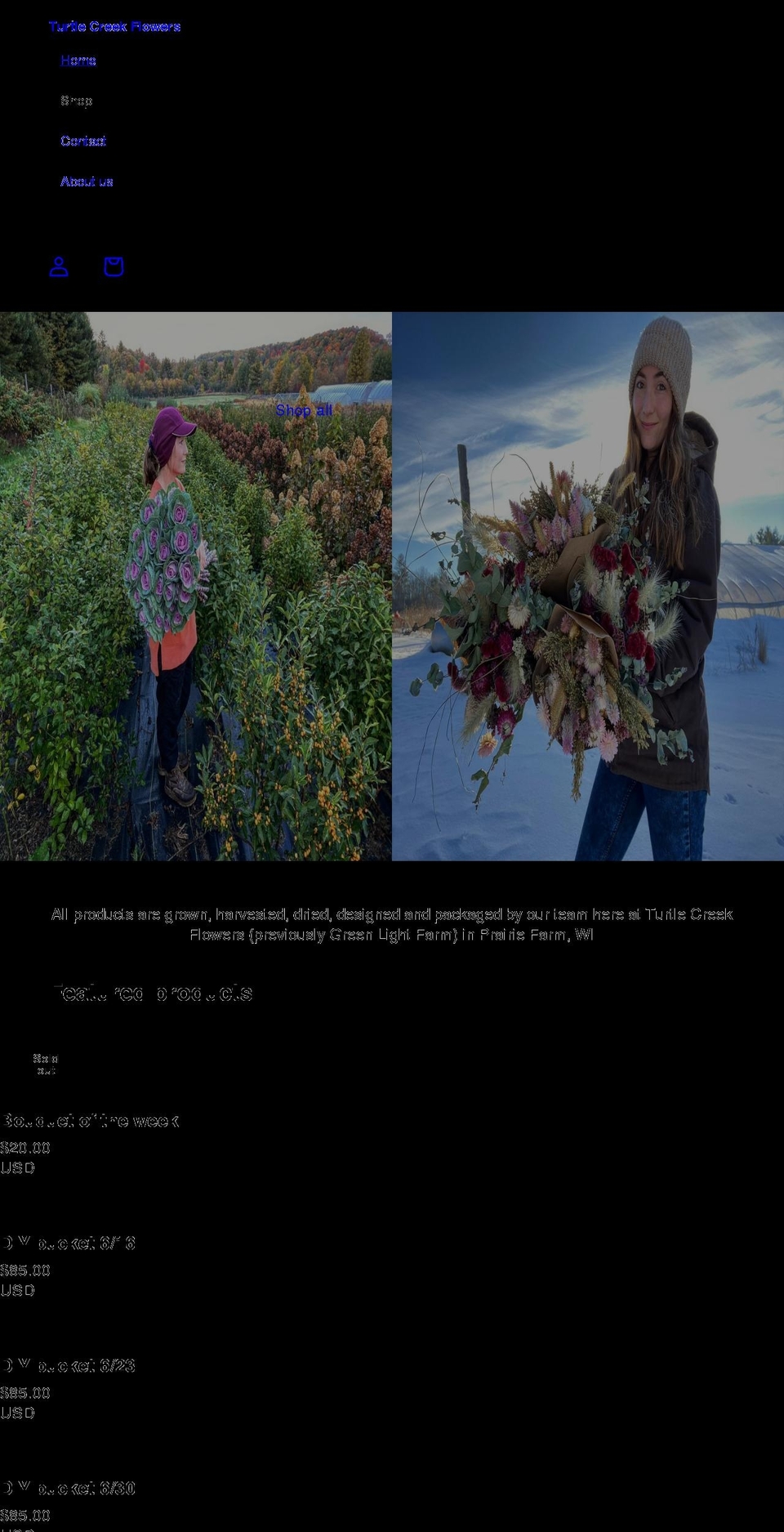 turtlecreekflowers.com shopify website screenshot