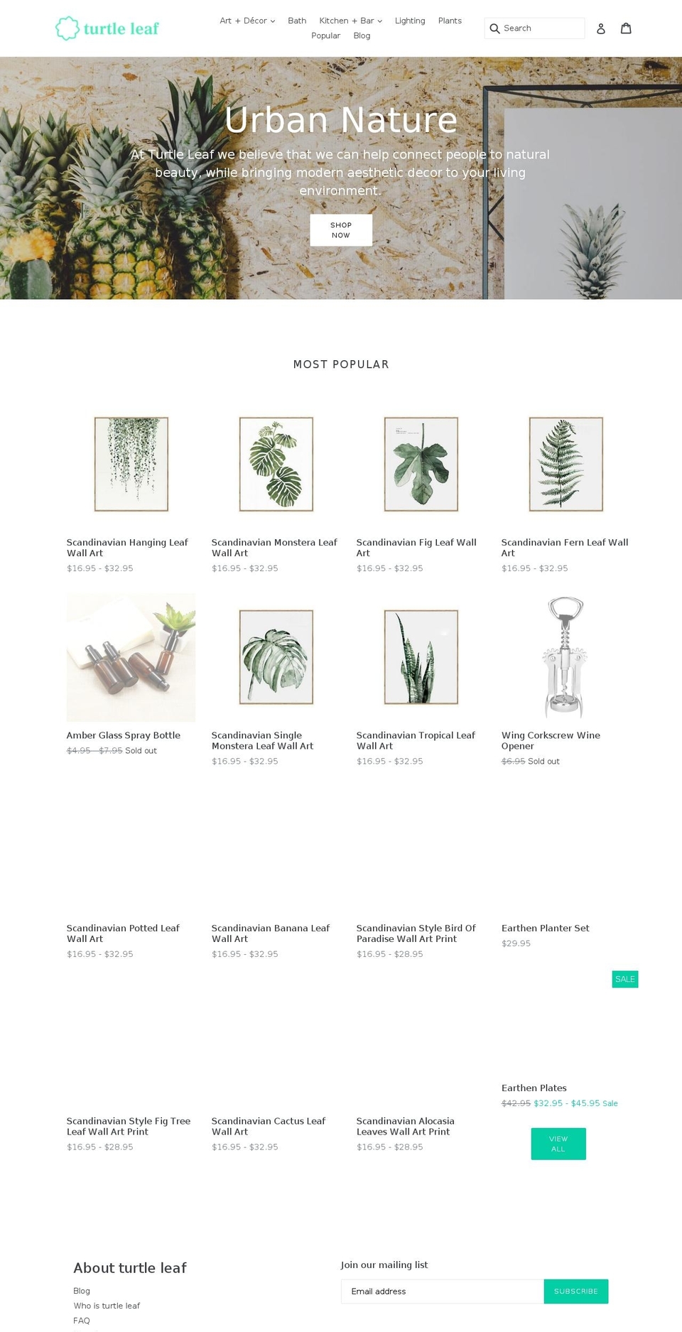 turtleleaf.com shopify website screenshot