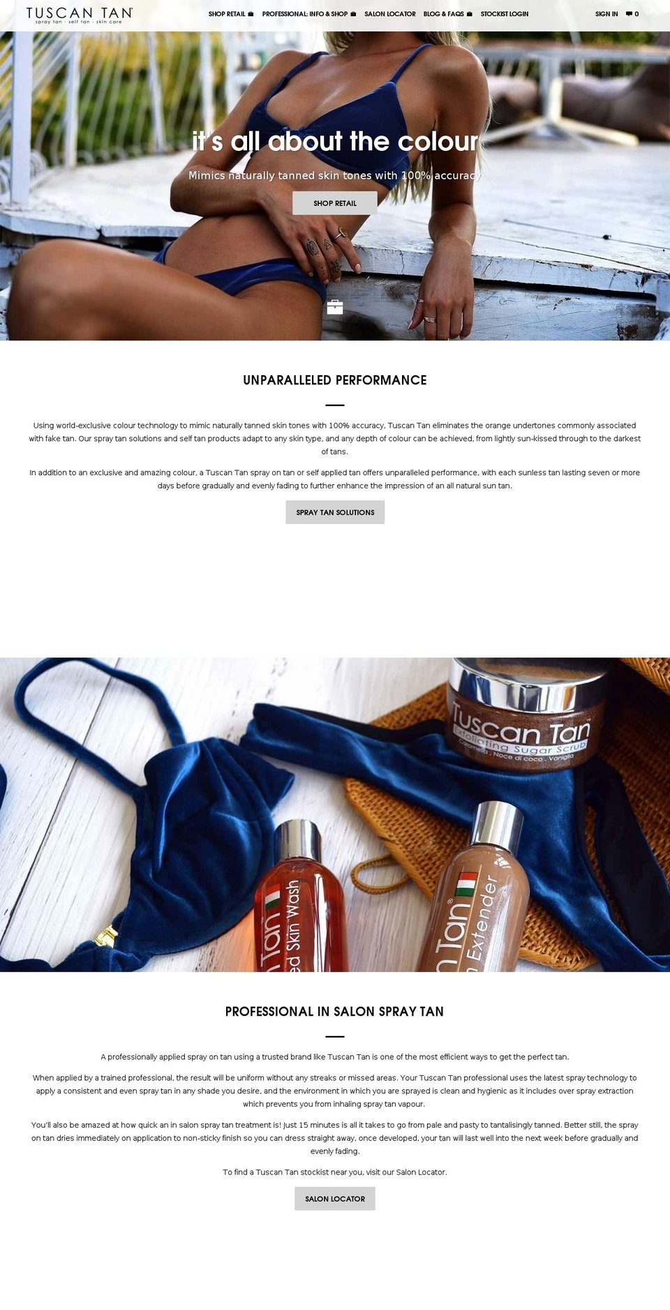 tuscantan.com — Shopify storefront screenshot