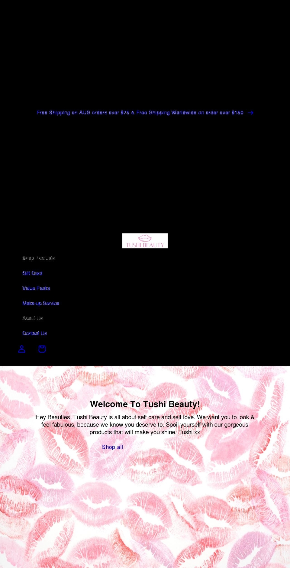 tushibeauty.com shopify website screenshot