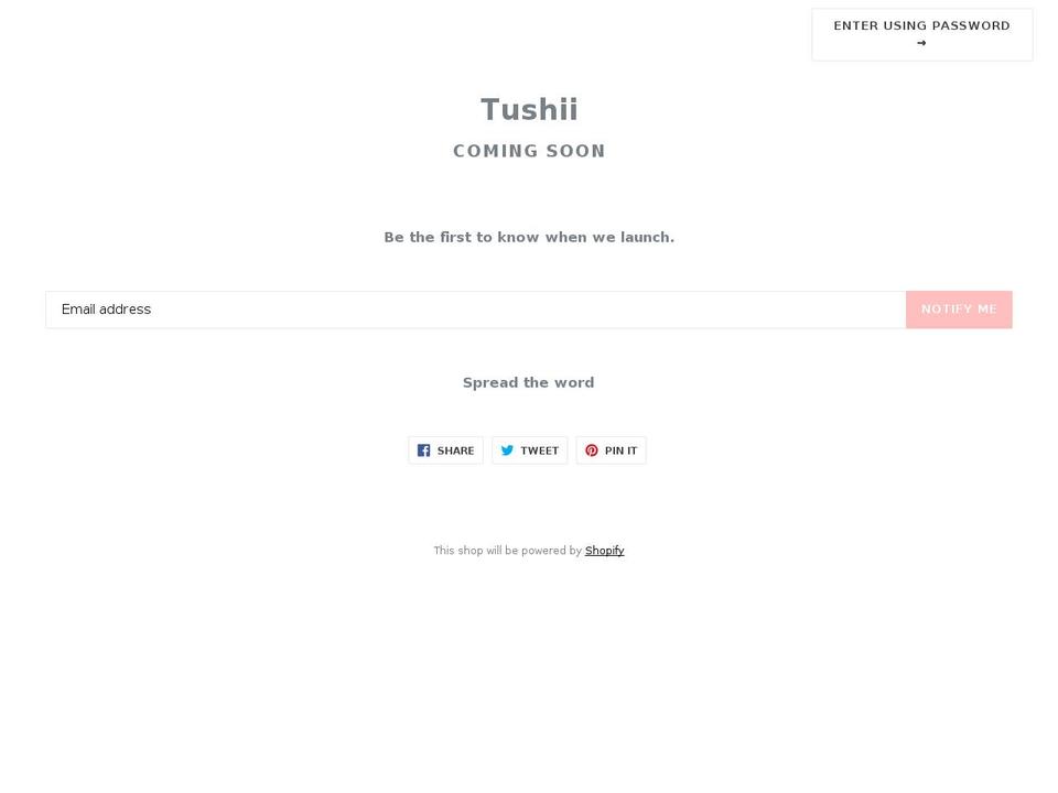 tushii.com shopify website screenshot