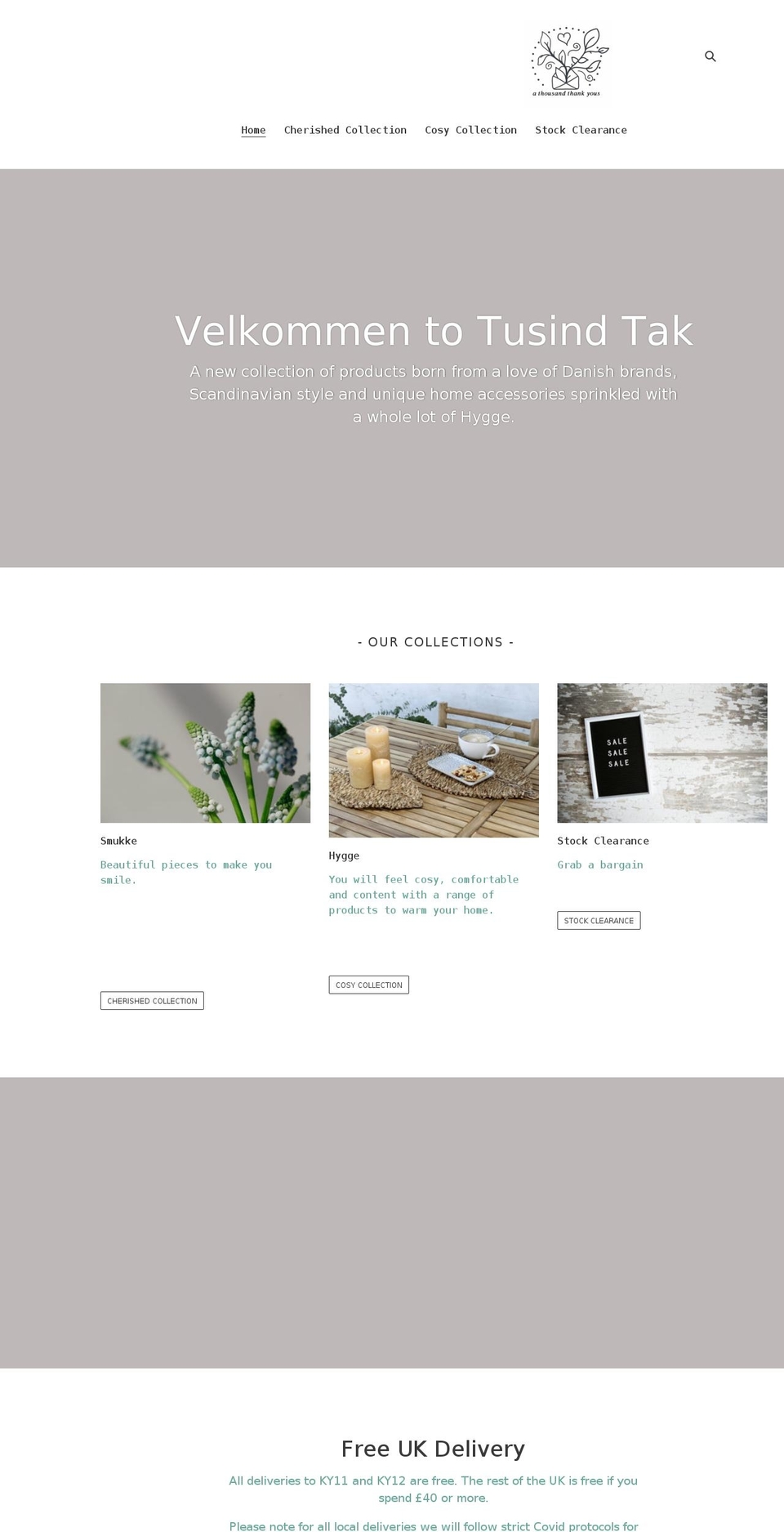 tusindtak.co.uk shopify website screenshot
