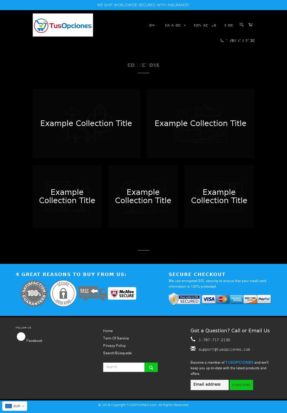 tusopciones.com — Shopify storefront screenshot