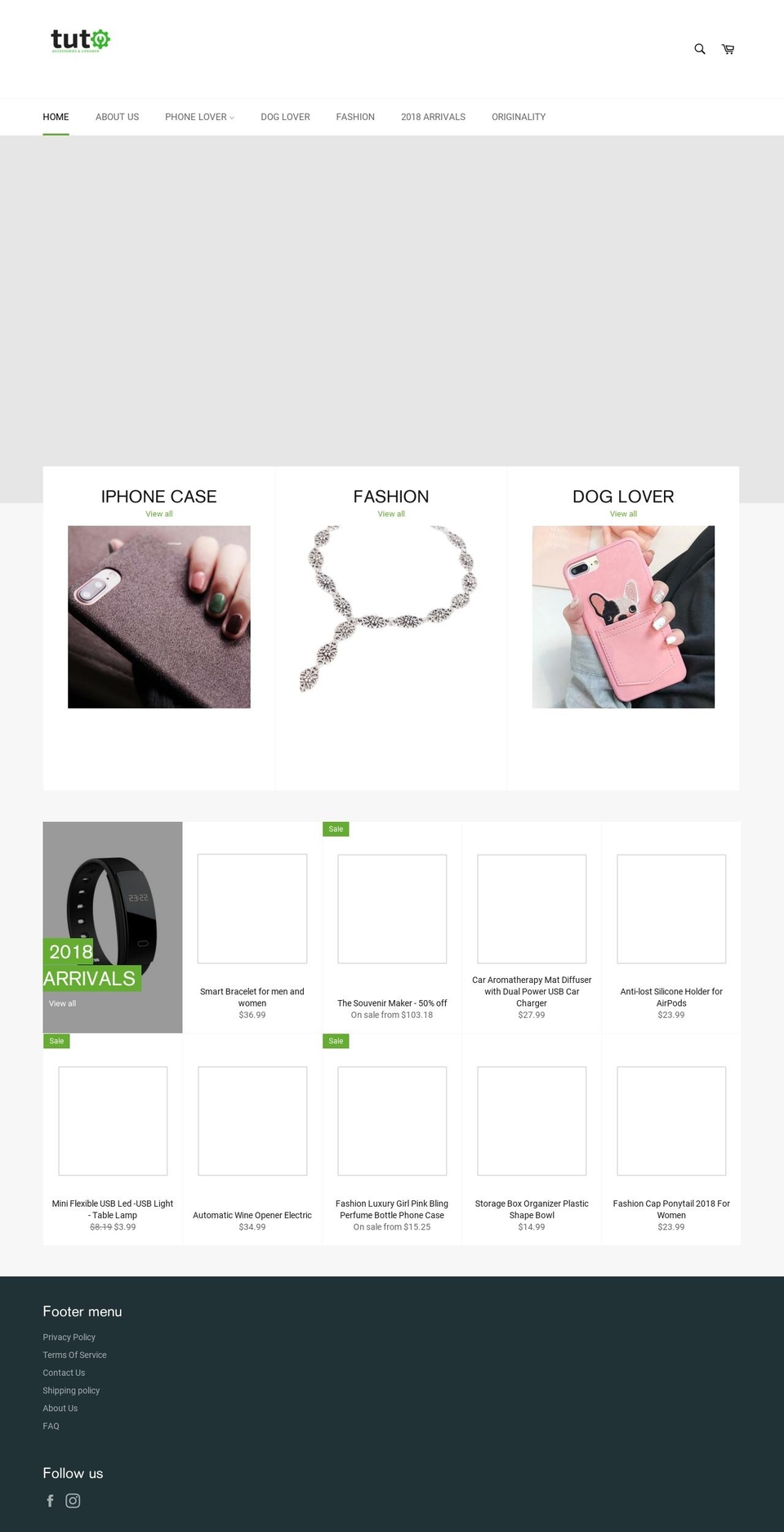 tutophonecase.com — Shopify storefront screenshot