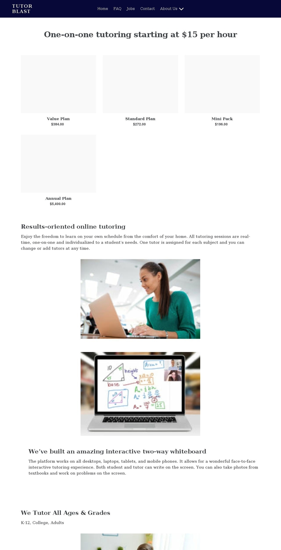 tutorblast.com shopify website screenshot