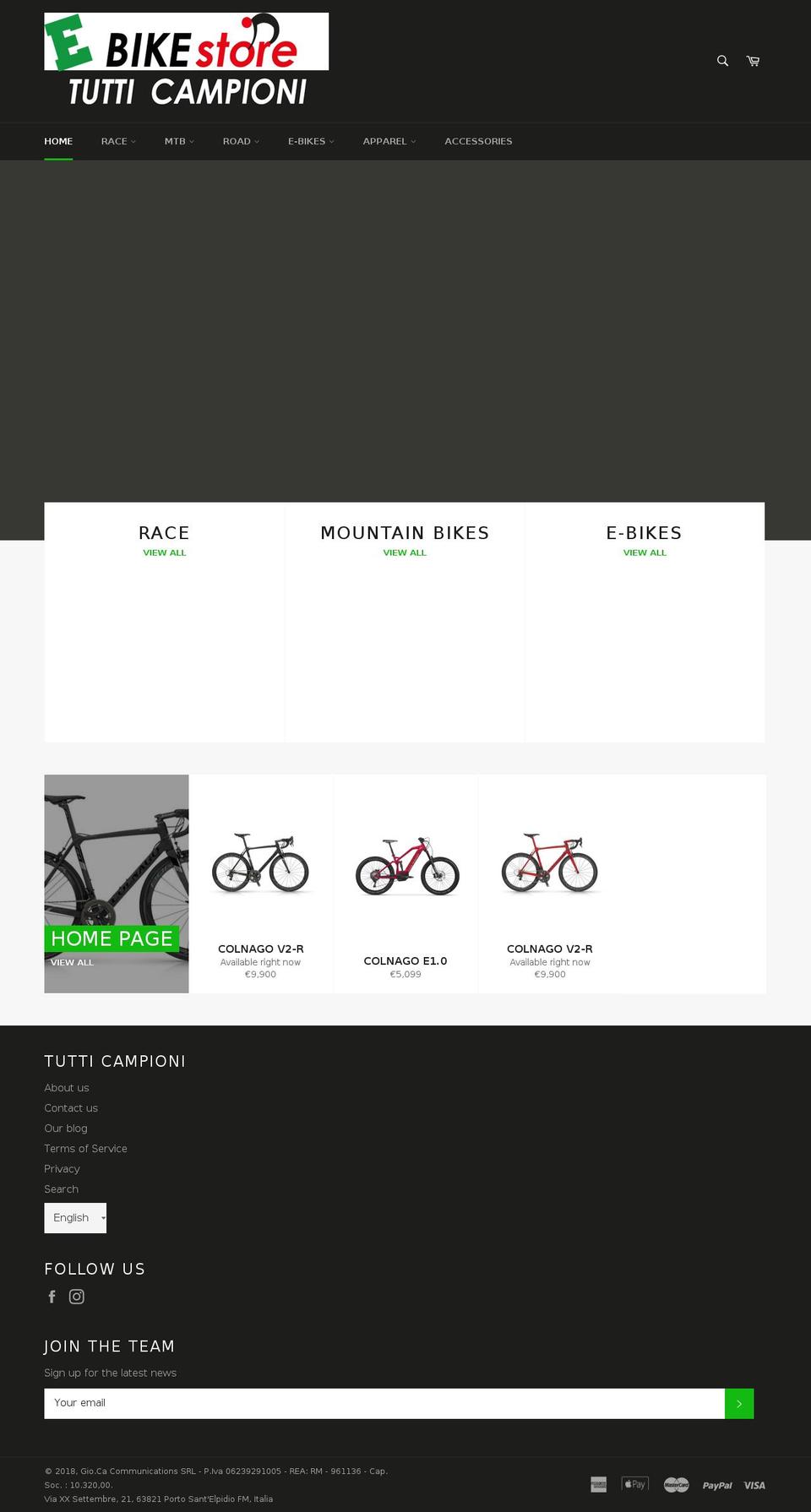 tutticampioni.com — Shopify storefront screenshot