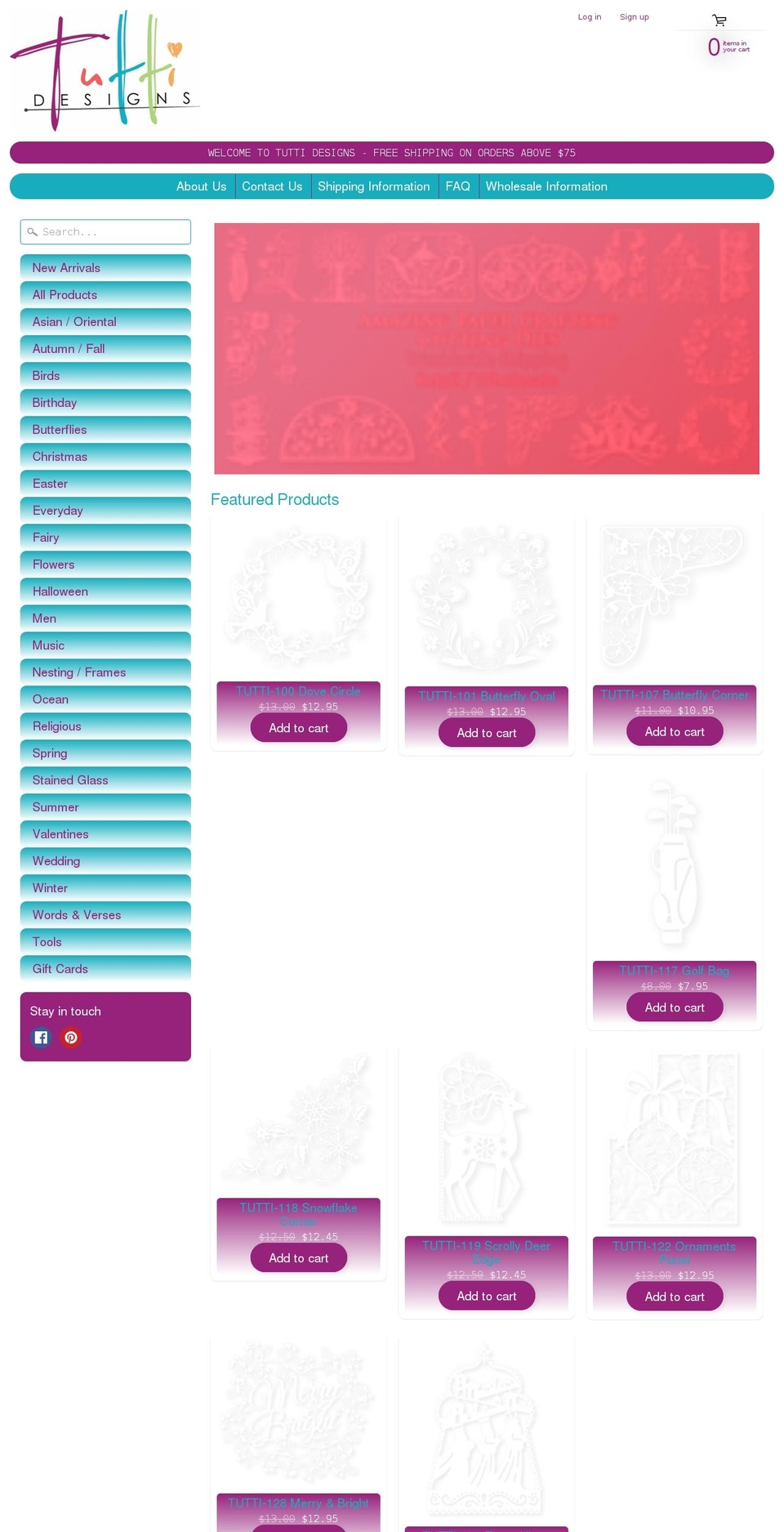 tuttidesigns.com shopify website screenshot