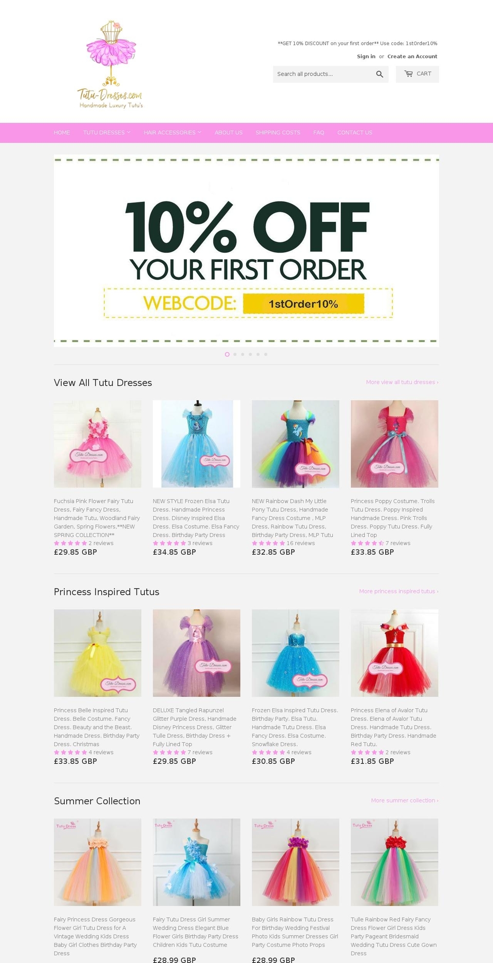 tutu-dresses.com — Shopify storefront screenshot