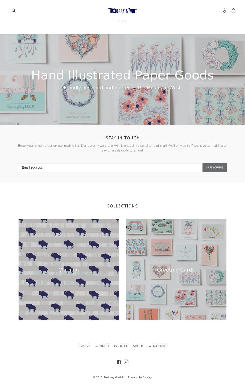 tuxberryandwhit.com shopify website screenshot