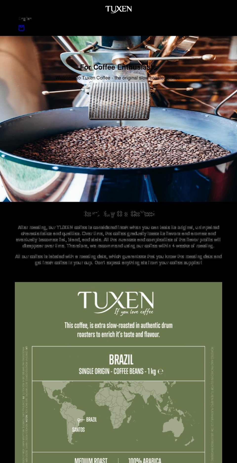 tuxencoffee.com shopify website screenshot