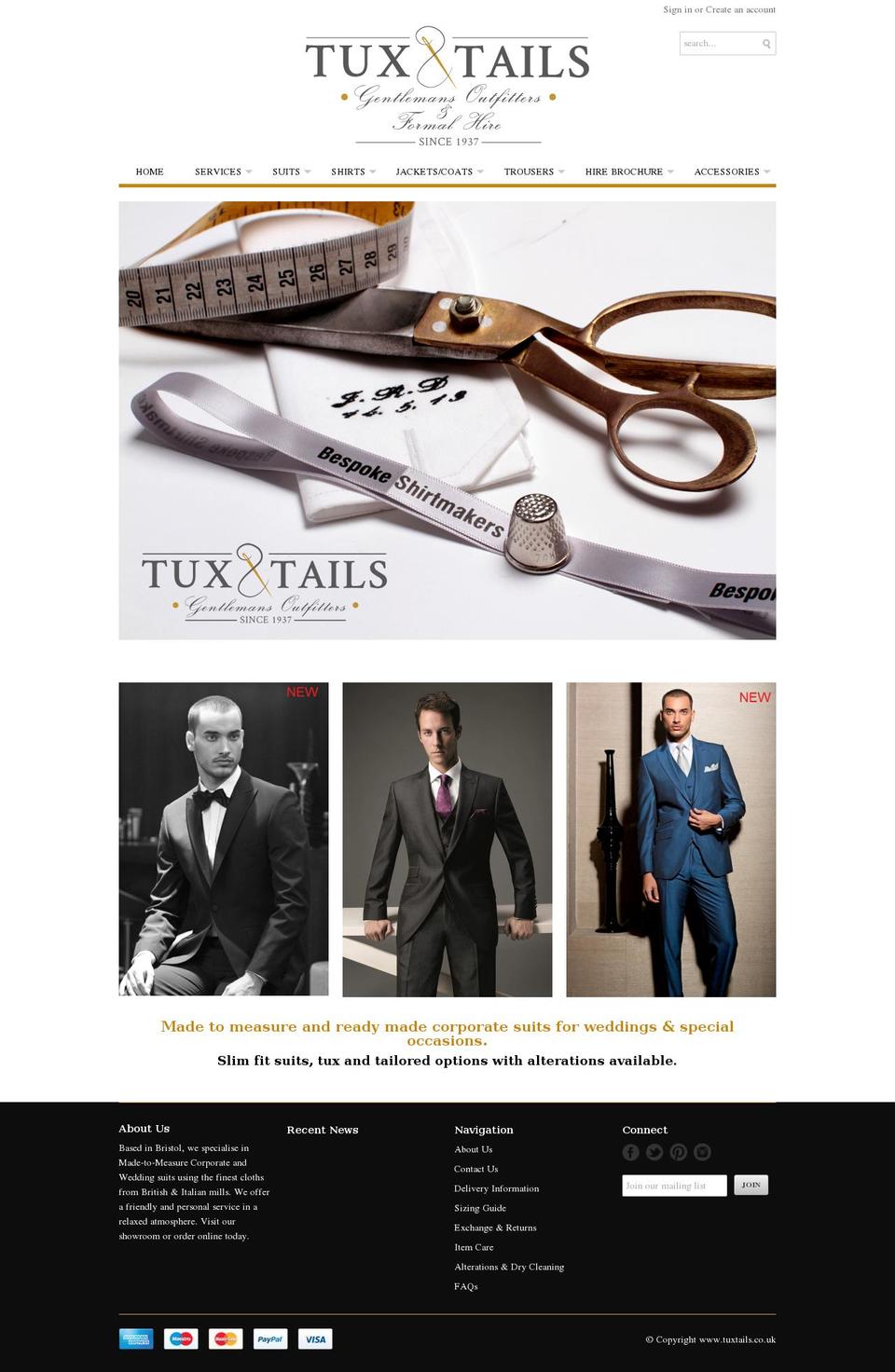 tuxtails.co.uk shopify website screenshot