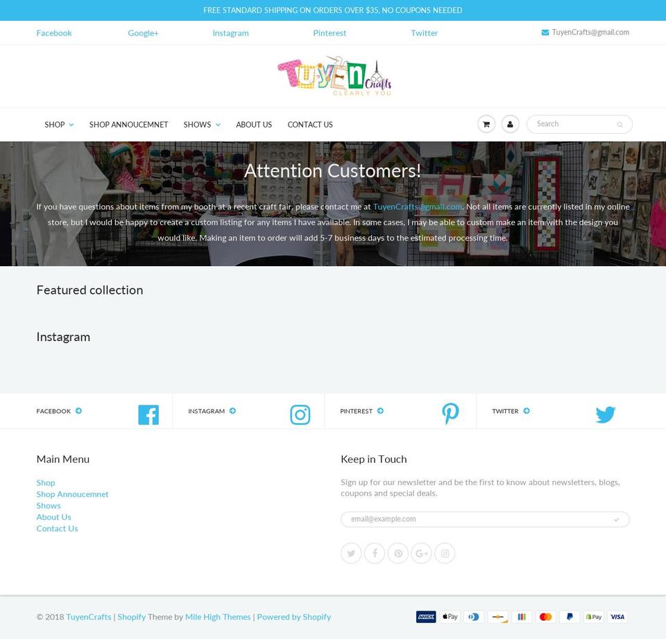 tuyencrafts.com — Shopify storefront screenshot