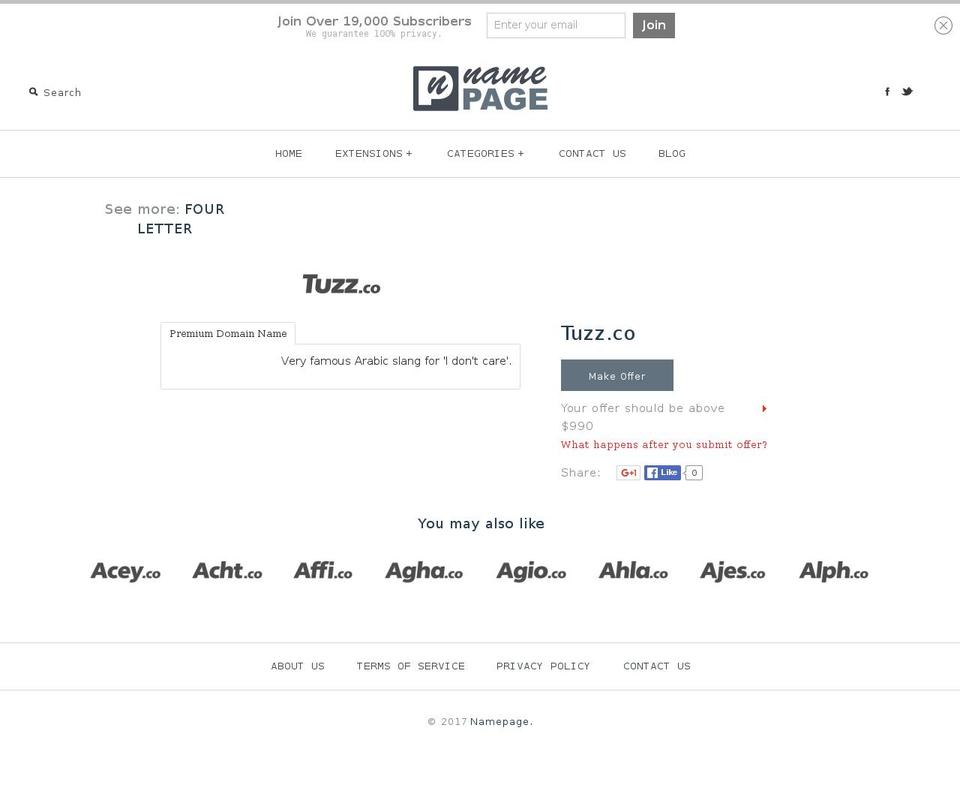 tuzz.co shopify website screenshot