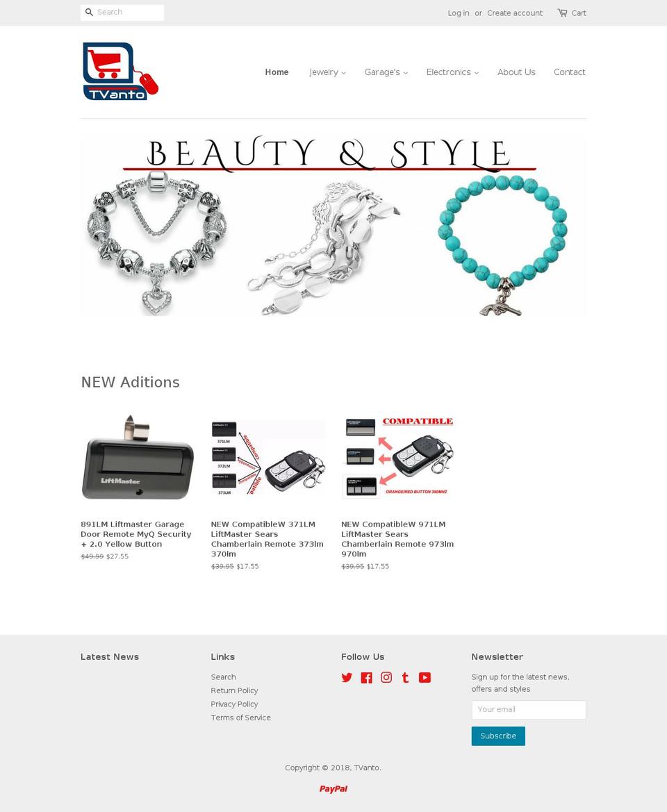 tvanto.com — Shopify storefront screenshot