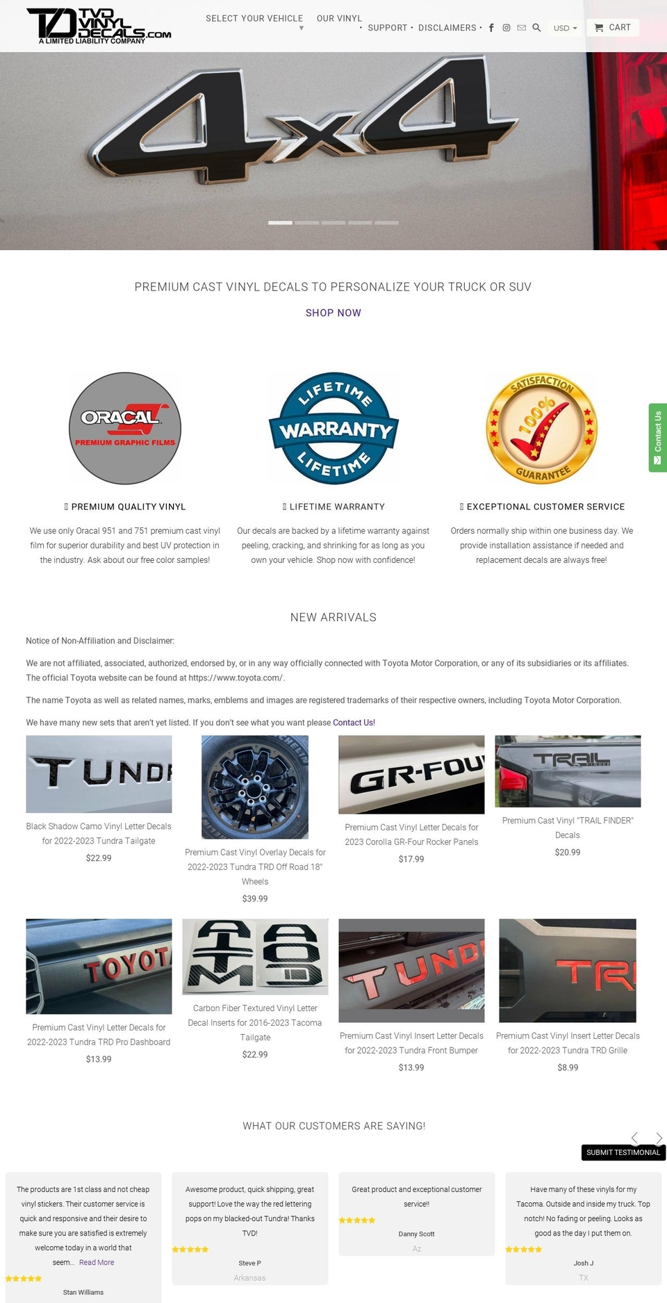 tvdvinyldecals.com shopify website screenshot