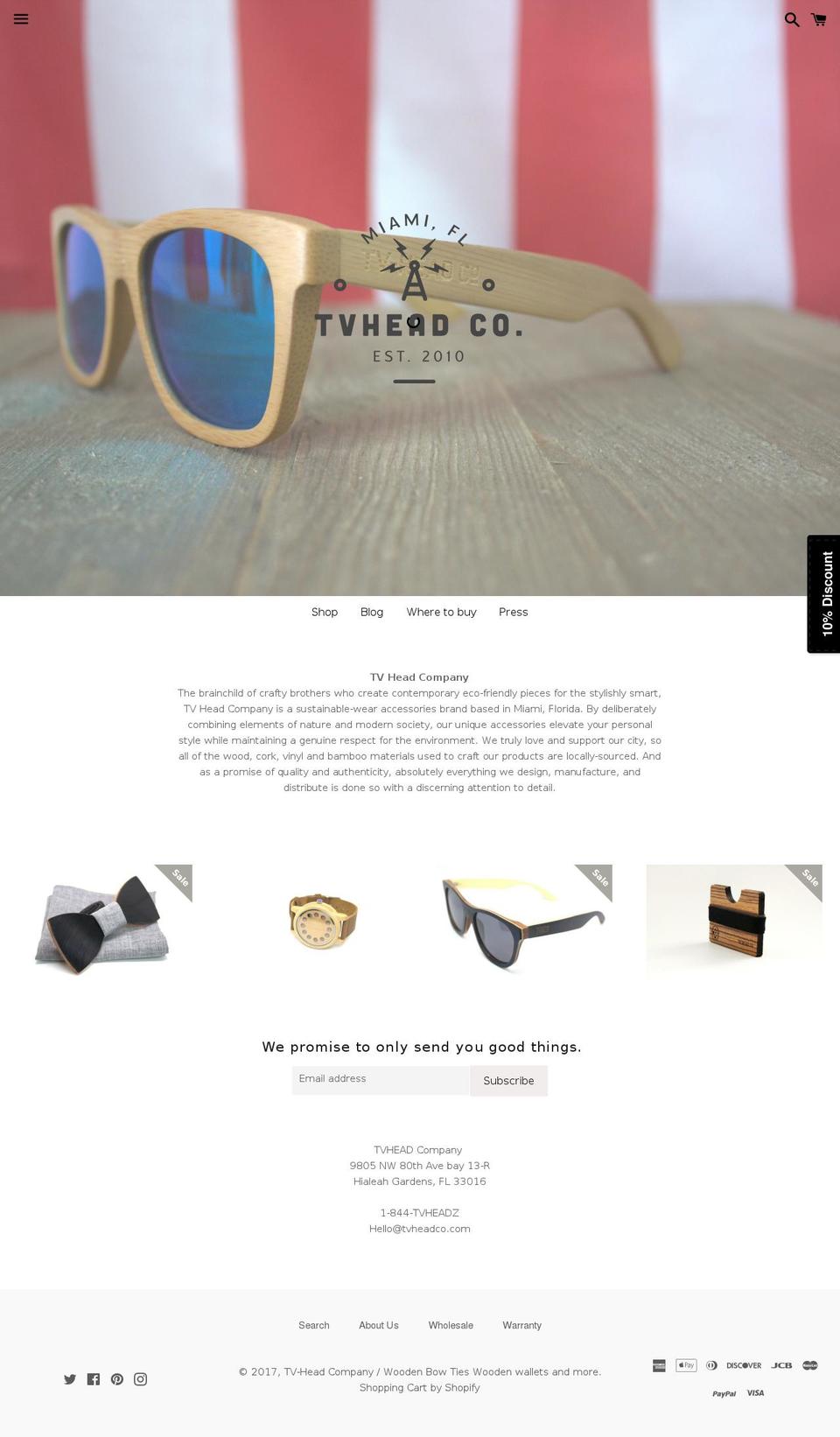 tvheadclothing.com shopify website screenshot